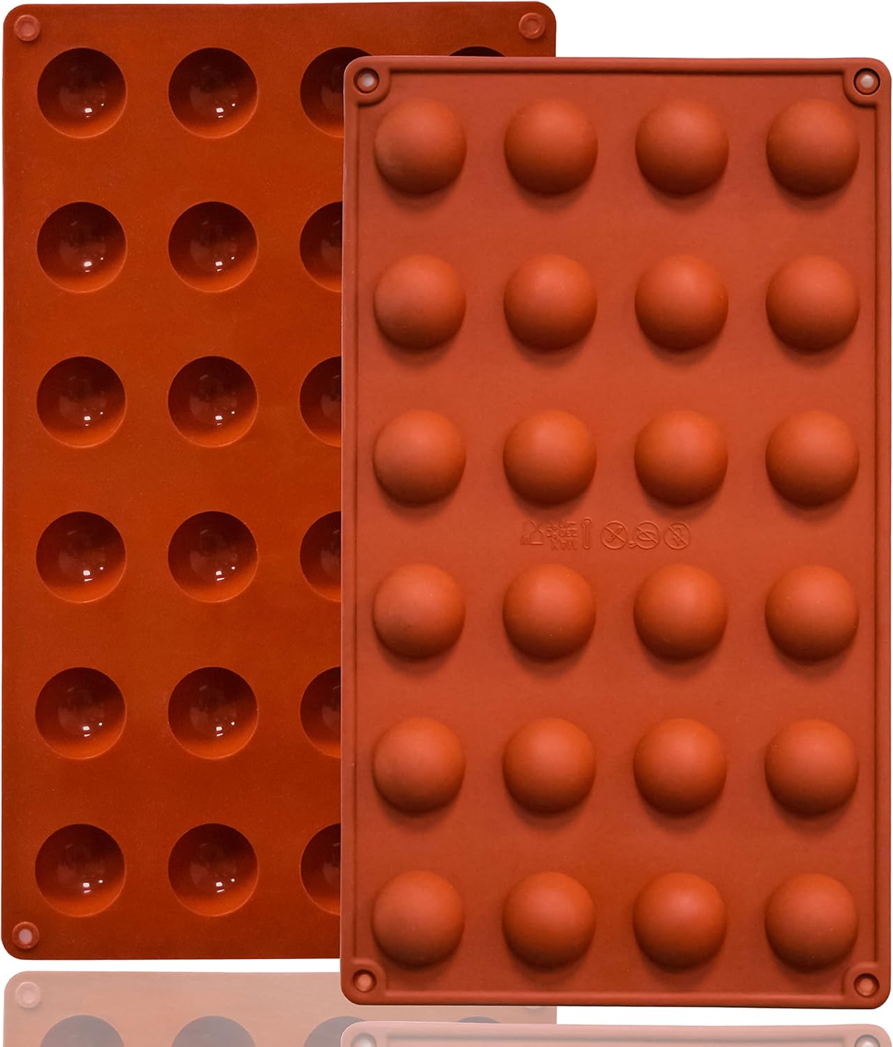 Lerykin 2 Pack Large 6-Cavity Semi Sphere Silicone Molds, Non-Stick Baking Mold for Making Standard Size Hot Chocolate Bomb, Cake, Jelly, Dome Mousse
