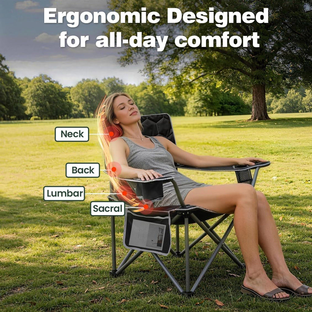 SUNNYFEEL Oversized Camping Chair for Adults, Heavy Duty 500LBS Black