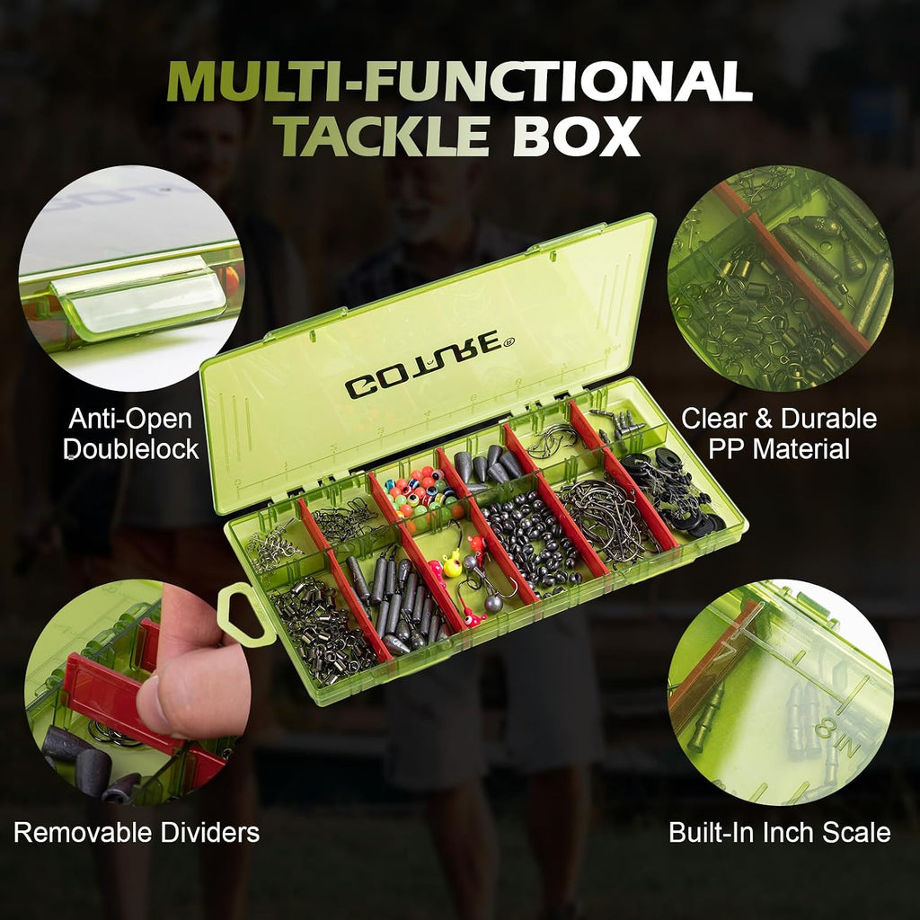 Goture 215pcs Fishing Tackle Kit with Removable Dividers Tackle Box