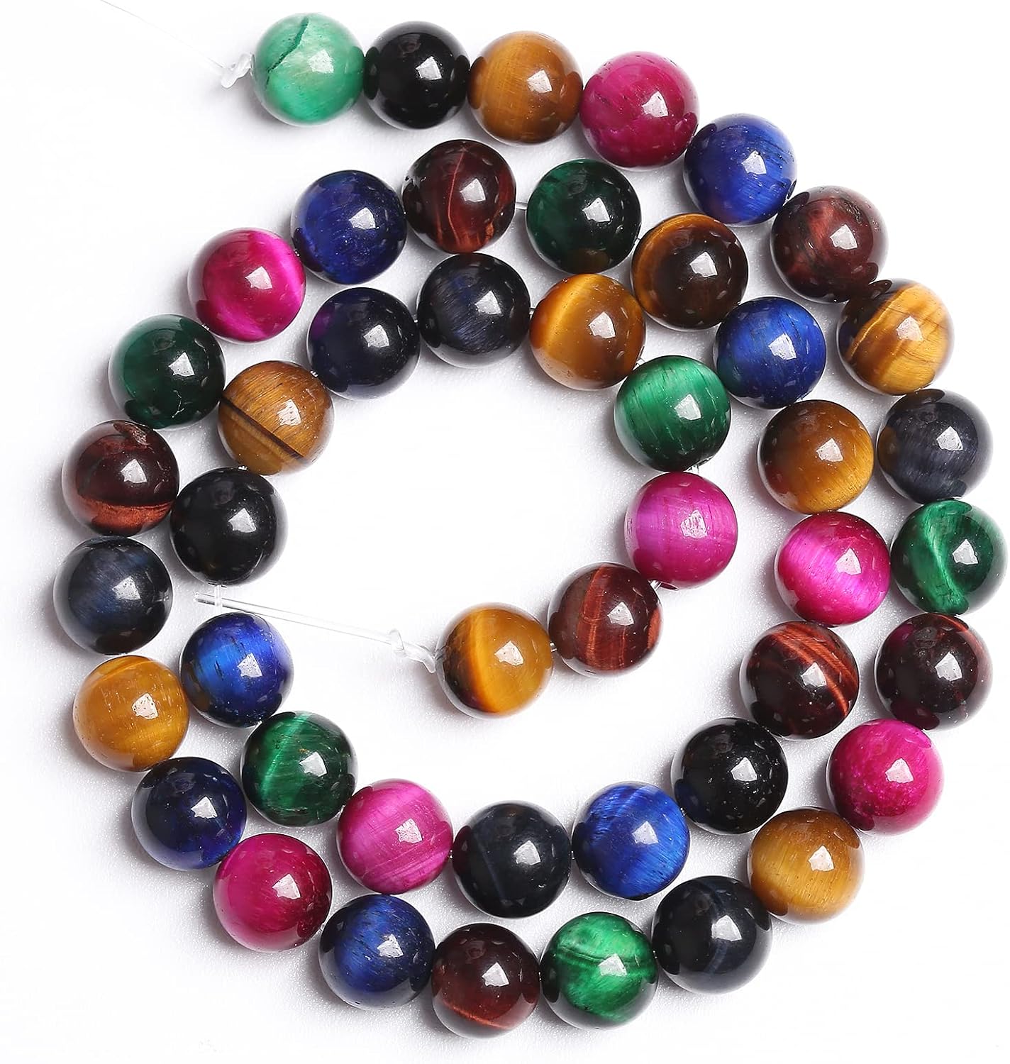 6mm 60PCS Colorful Tiger Eye Natural Stone Beads Crystal Spacer Loose Beads for Jewelry Making DIY Bracelet 1 Strand 15 inches