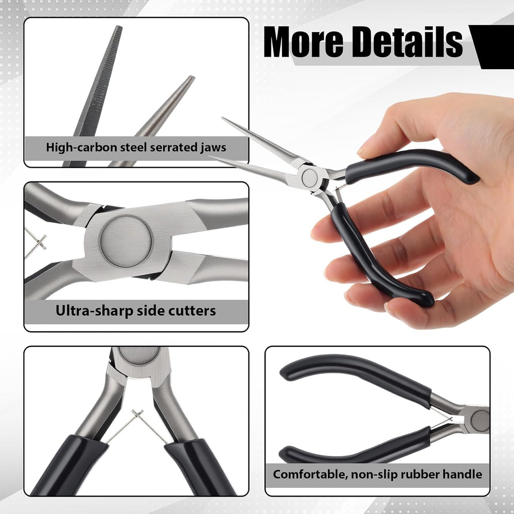 10 Pcs Mini Needle Nose Plier Bulk Jewelry 6 '', Black