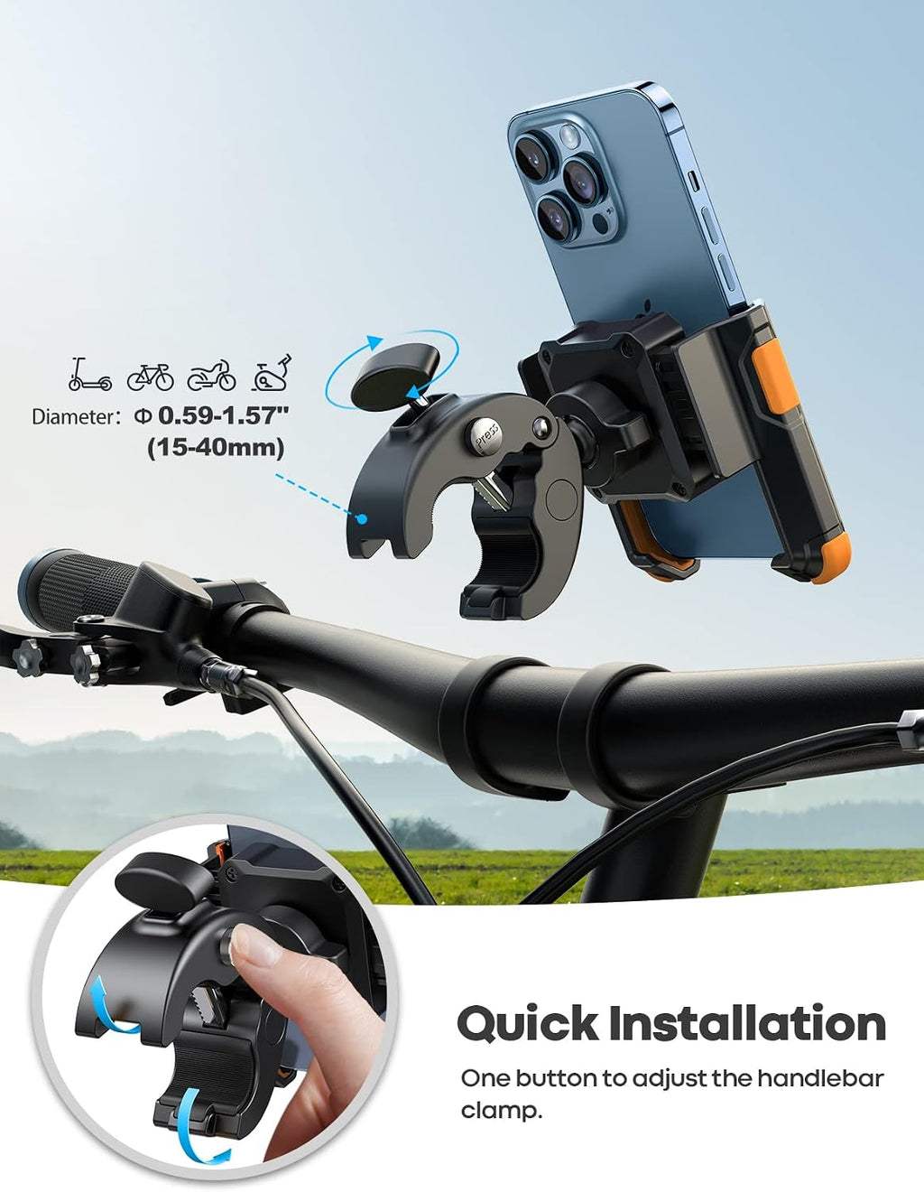 Lamicall Motorcycle Bike Phone Mount, 1s Lock Bike Phone Holder