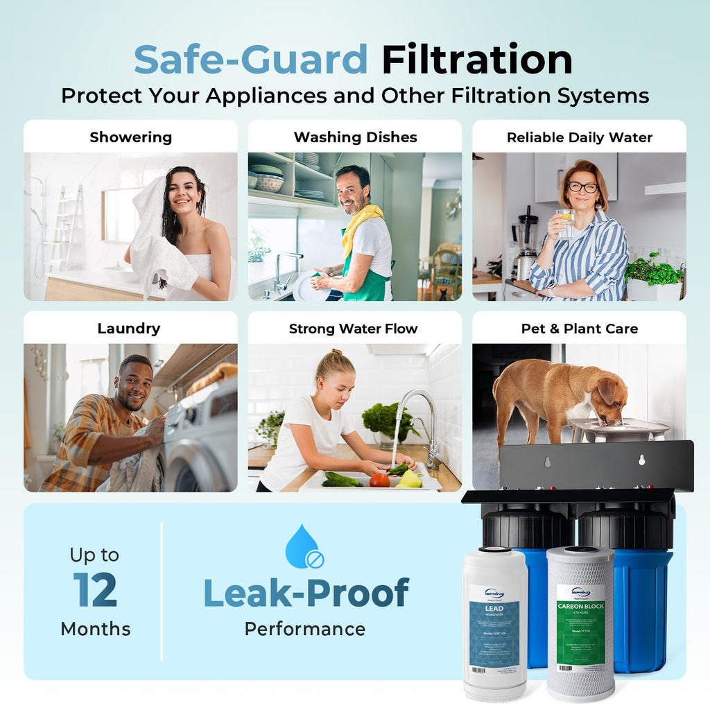 iSpring WGB21B-PB 2-Stage Lead & Chloramine Whole House Water Filter System