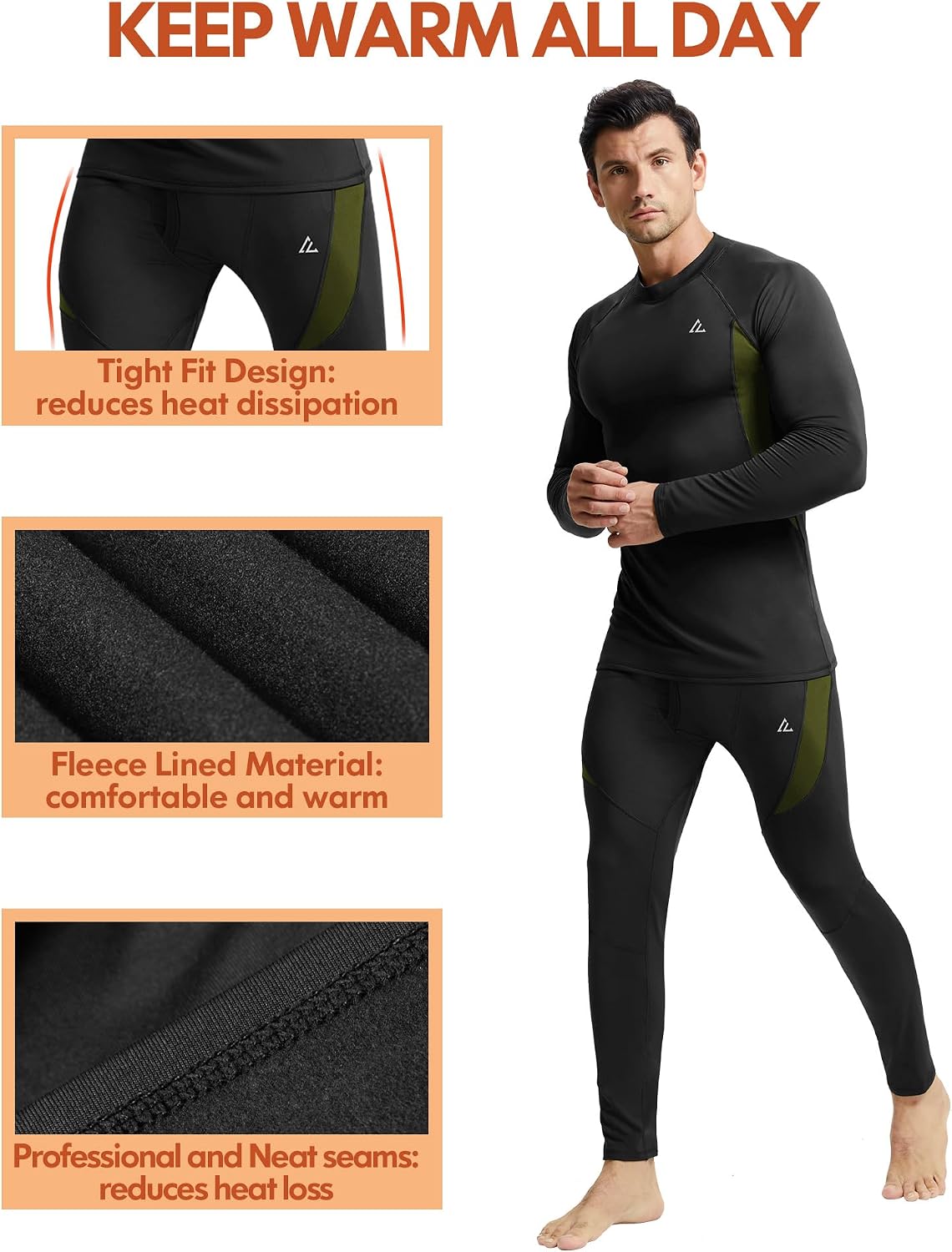 Mens Thermal Underwear Long Johns Base Layer Set Cold Weather 1/2/3 Pack