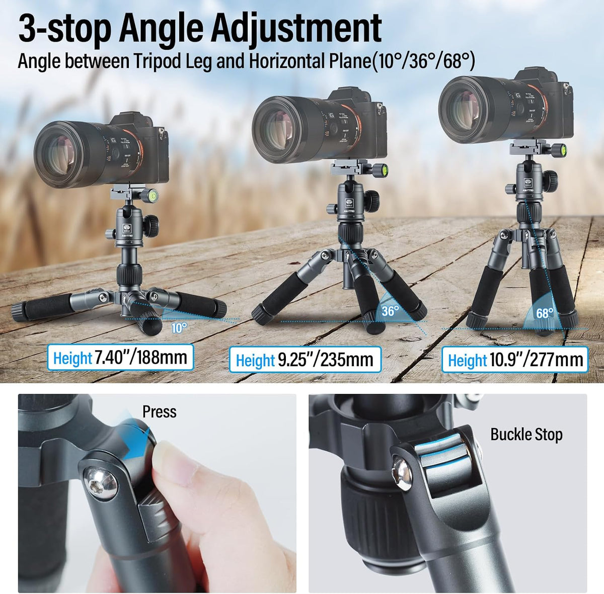 SIRUI Aluminum Mini Desktop Tripod with 360° Ball Head