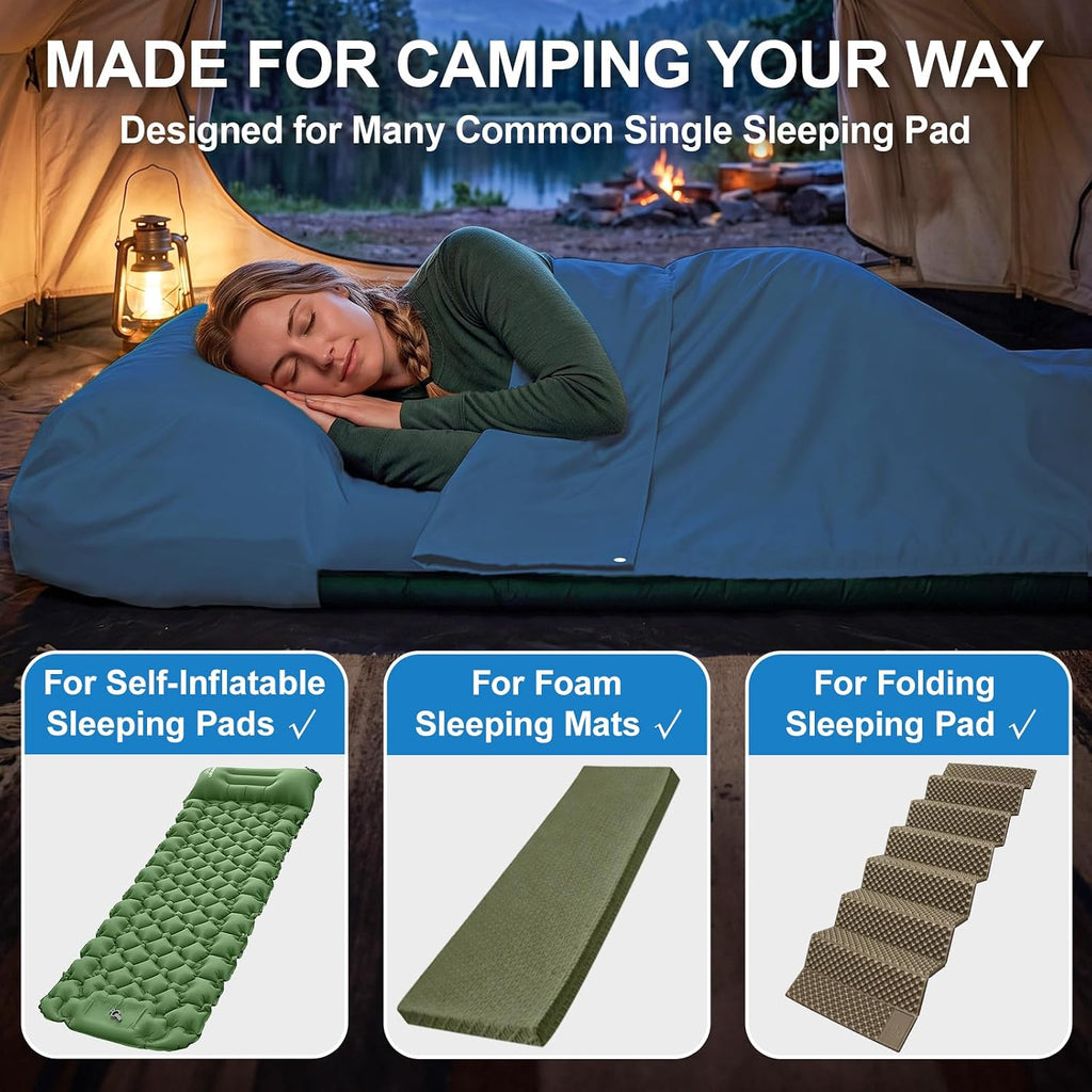 Camping Sleeping Pad Sheet & Sleeping Bag Liner 2-in-1 Camping Sheets