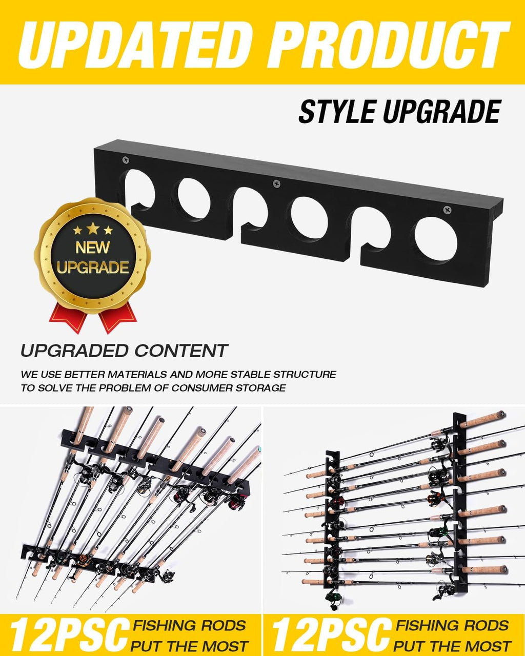 Ghosthorn Fishing Rod Holder,Wall or Ceiling Mounted Pole Rack Garage