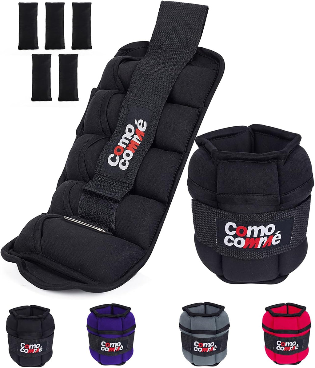 Adjustable Ankle Weights, 2 3 5 lb 1 Pair Strength Training Wrist Leg Arm Weights for Women, Men, Weighted Ankle Weight Set with Removable Sandbags for for Gym, Fitness Workout, Running Lifting