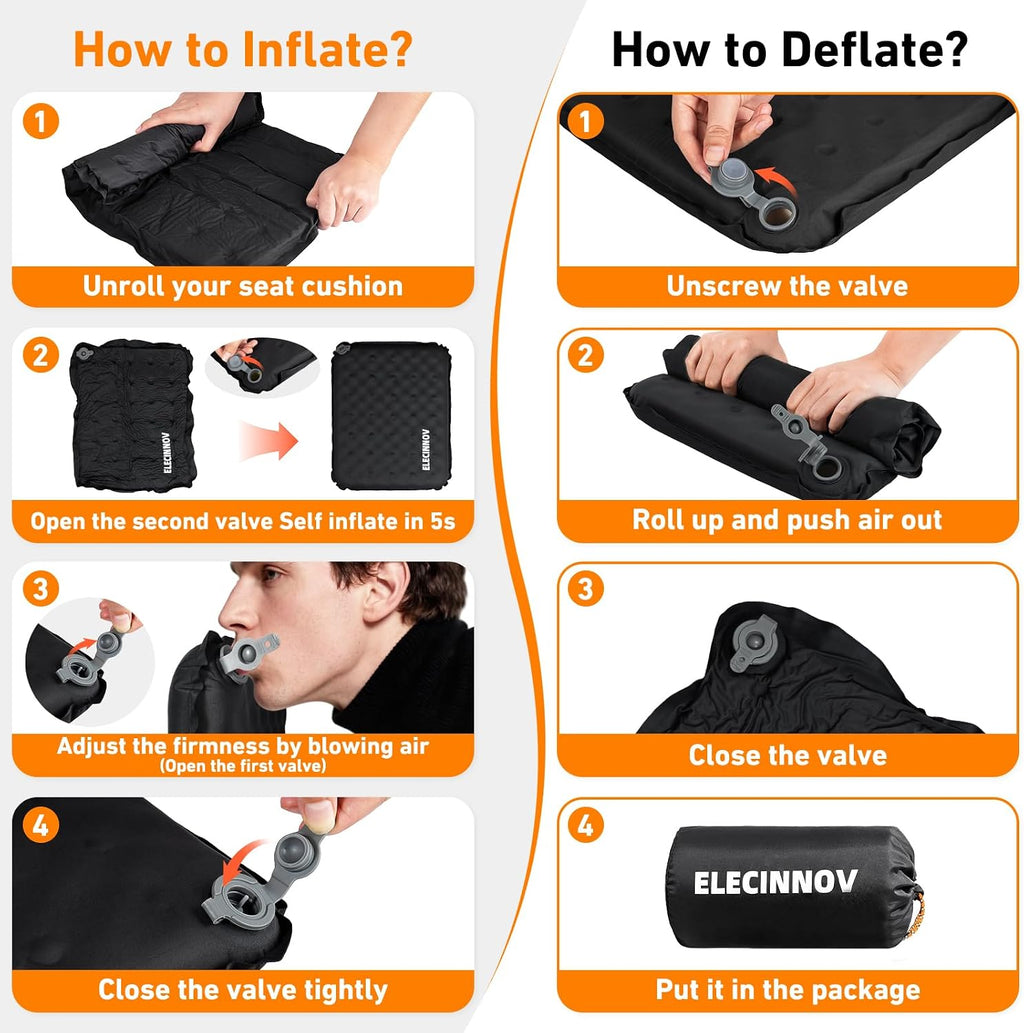 Inflatable Seat Cushion, Self Inflating Compact Stadium Seat Cushion