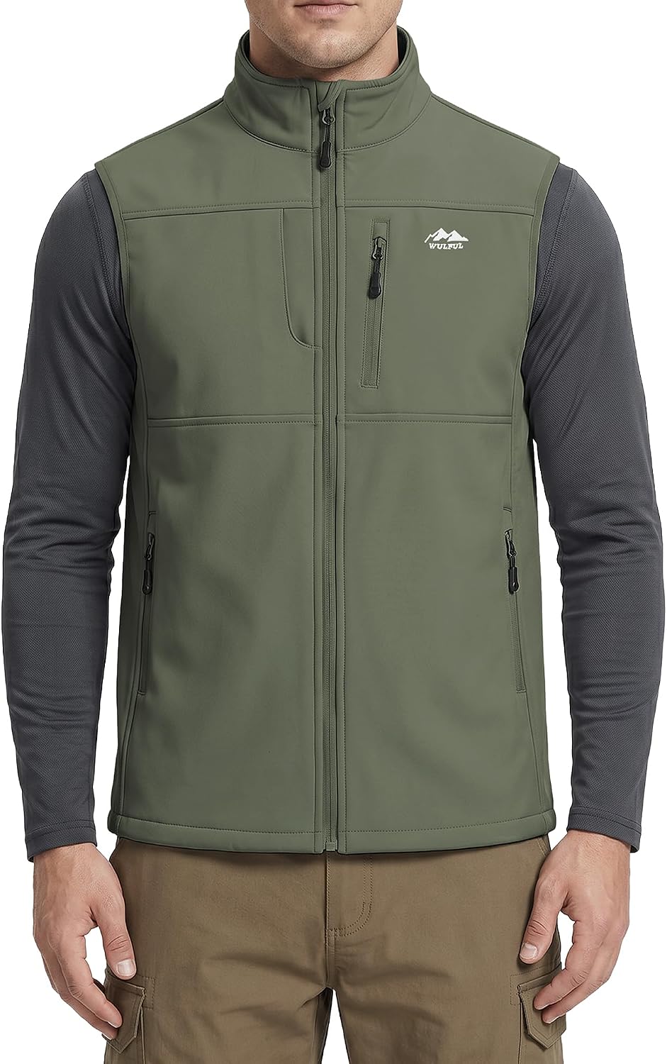 WULFUL Men's Golf Vest Windproof Lightweight Outerwear Sleeveless Jacket