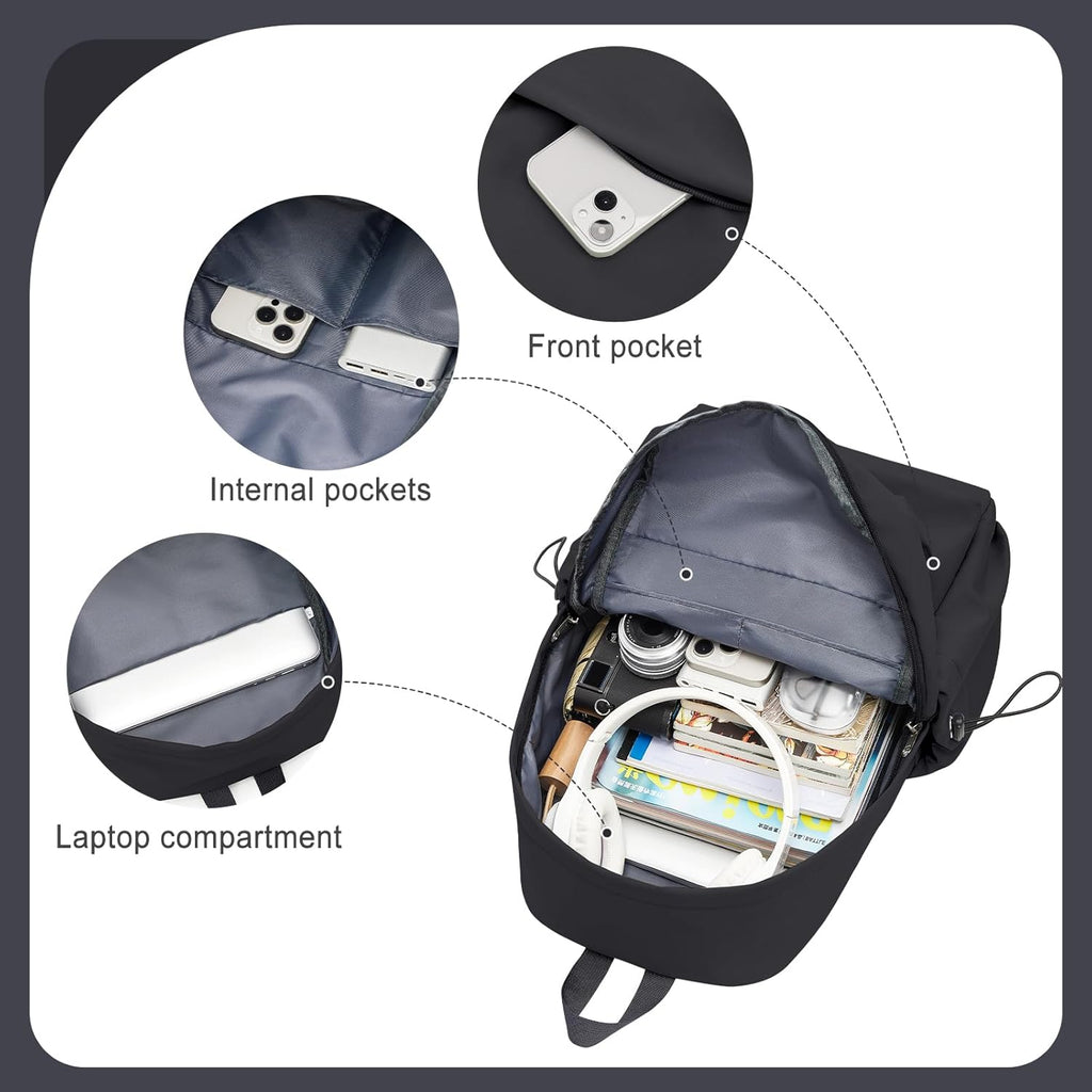 coofay Black Backpack for Women, Small School Backpack for College