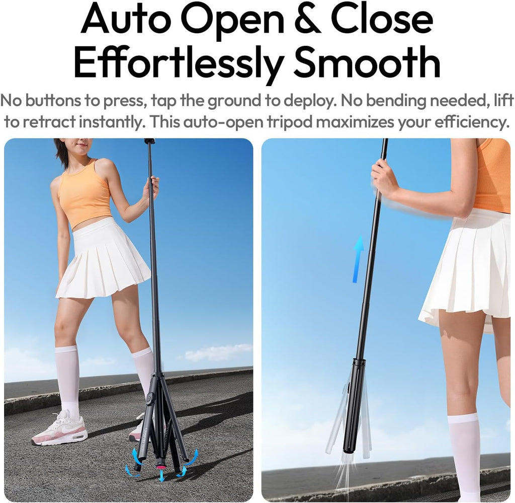 ULANZI 71" Magnetic Phone Tripod, Auto Open & Close Selfie Stick w Remote