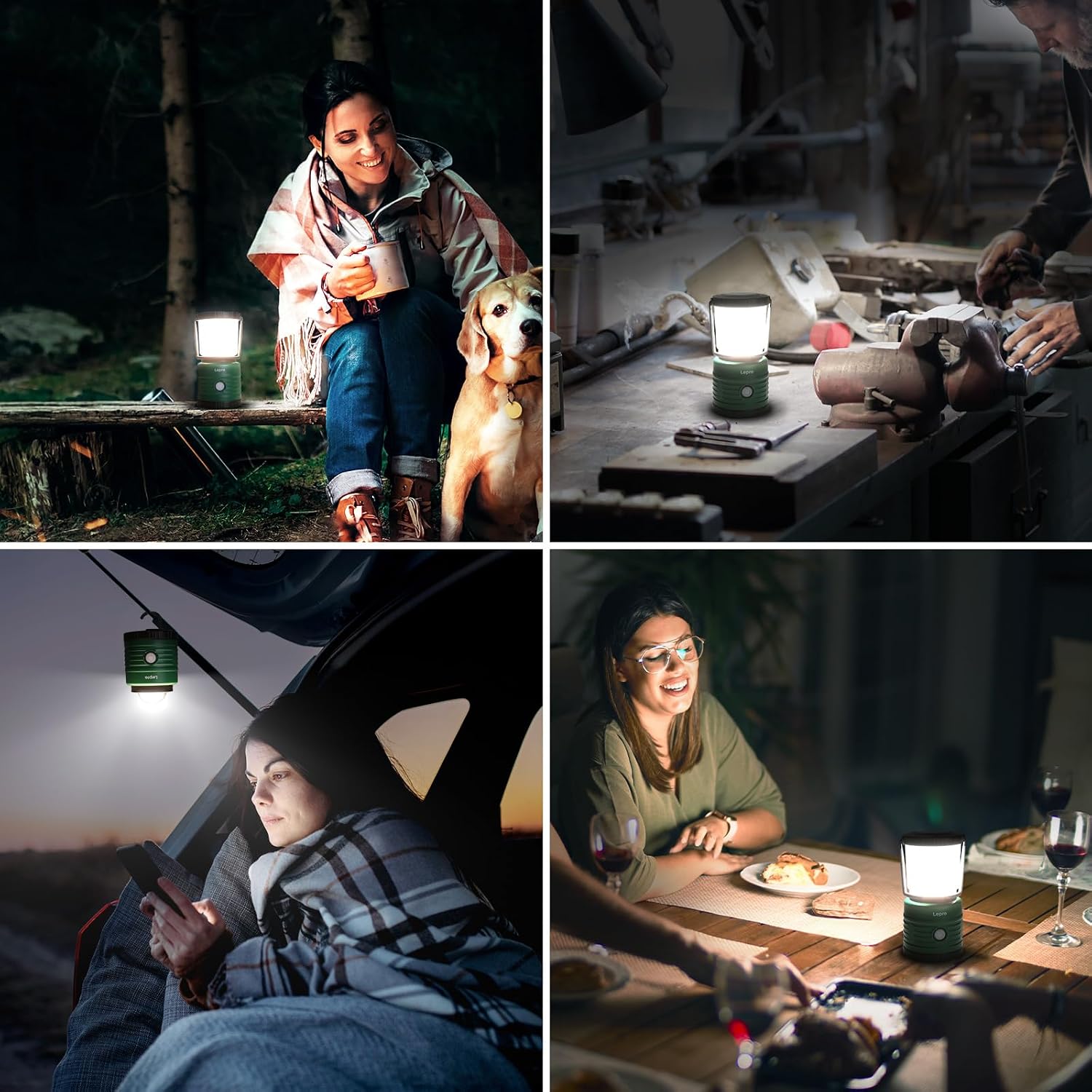 Lepro Camping Lantern, Battery Powered LED with 1500LM, 4 Light Modes, Waterproof Tent Light, Lantern Flashlight for Hurricane, Emergency Light, Survival Kit, Storms, Outages, Fishing, Hiking