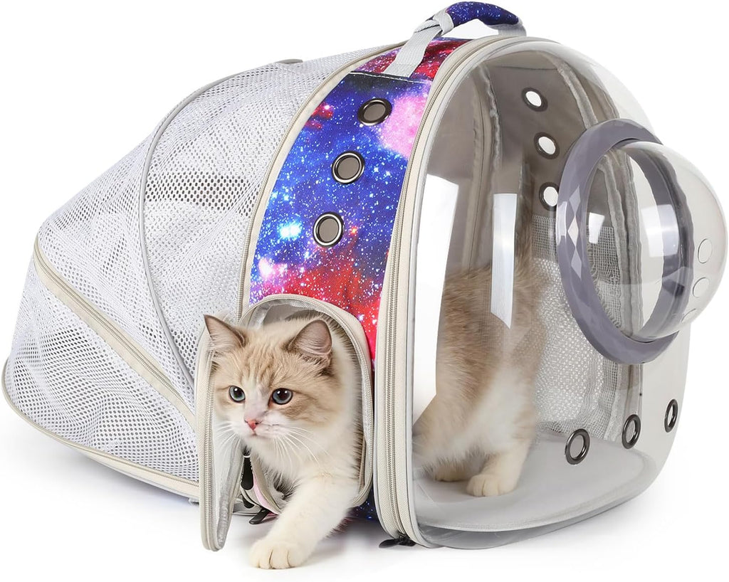 Pet Carrier Backpack for Cats and Small Dogs, Fully Breathable Vented Backpack for Kitten Bunny Airline Approved Travel Hiking Camping Cat Book Bag (Blue, Ventilation)