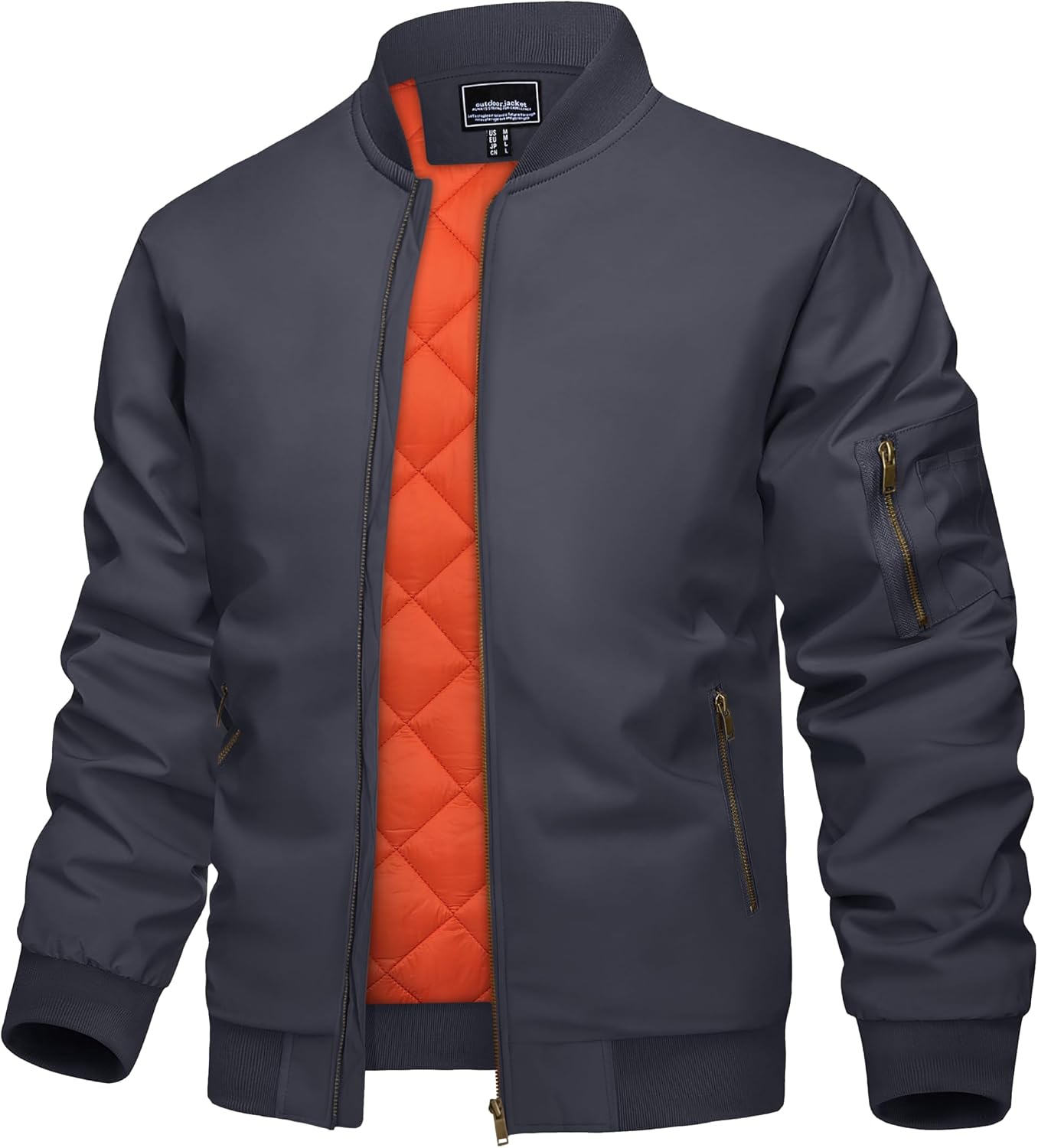 KEFITEVD Men's Bomber Jackets Winter Windbreaker Warm Full Zip Casual Coats