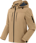 CREATMO US Men's Softshell Military Jacket With Removable Hood, Fleece Lined and Water Repellent Outdoor Reflective Coat