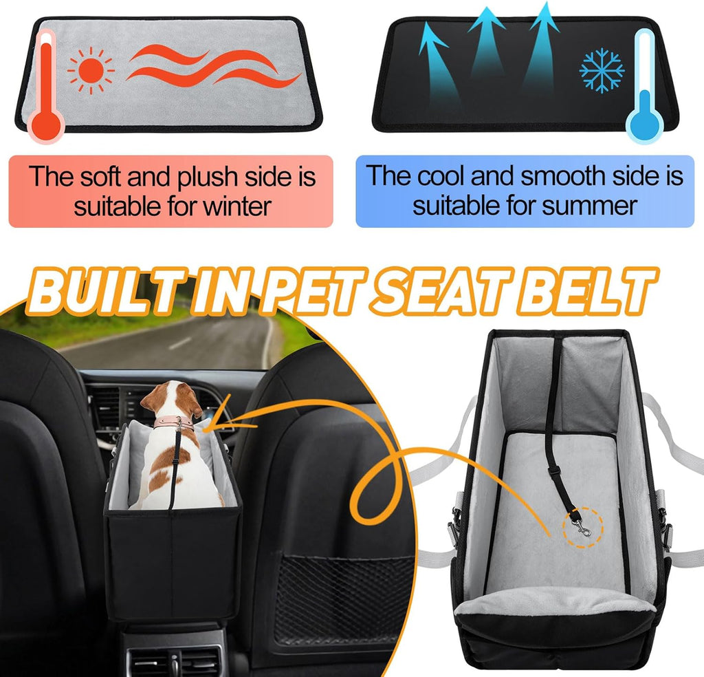 Portable Dog Car Seat for Small Dogs, Puppy Car Seat, Black