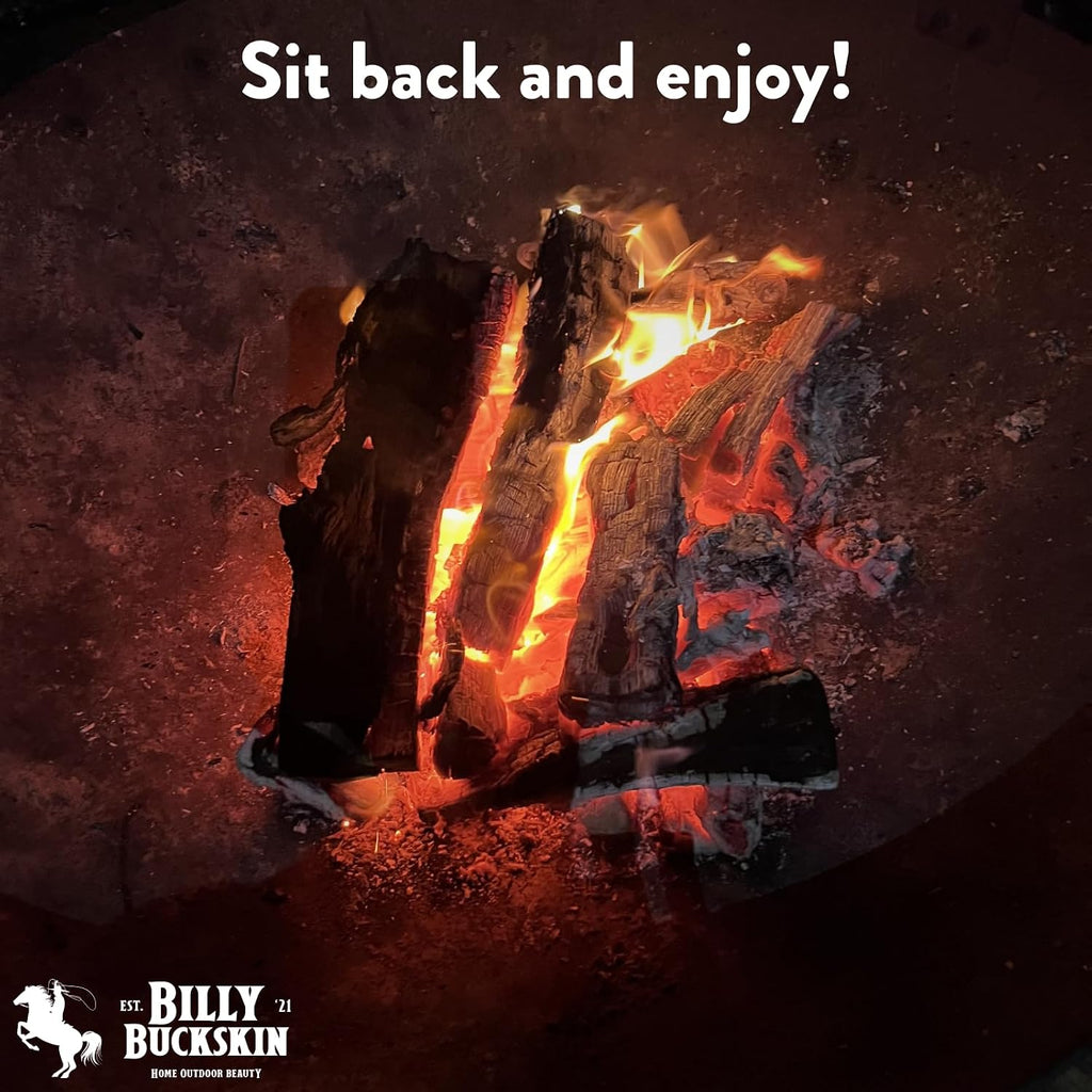 Billy Buckskin 18 LB Oak Firewood Bundle – Seasoned Fire Logs with Fatwood Starter Sticks for Fire Pit, Campfire, Fireplace, Wood Stoves and Outdoor Grilling – Camping Accessories