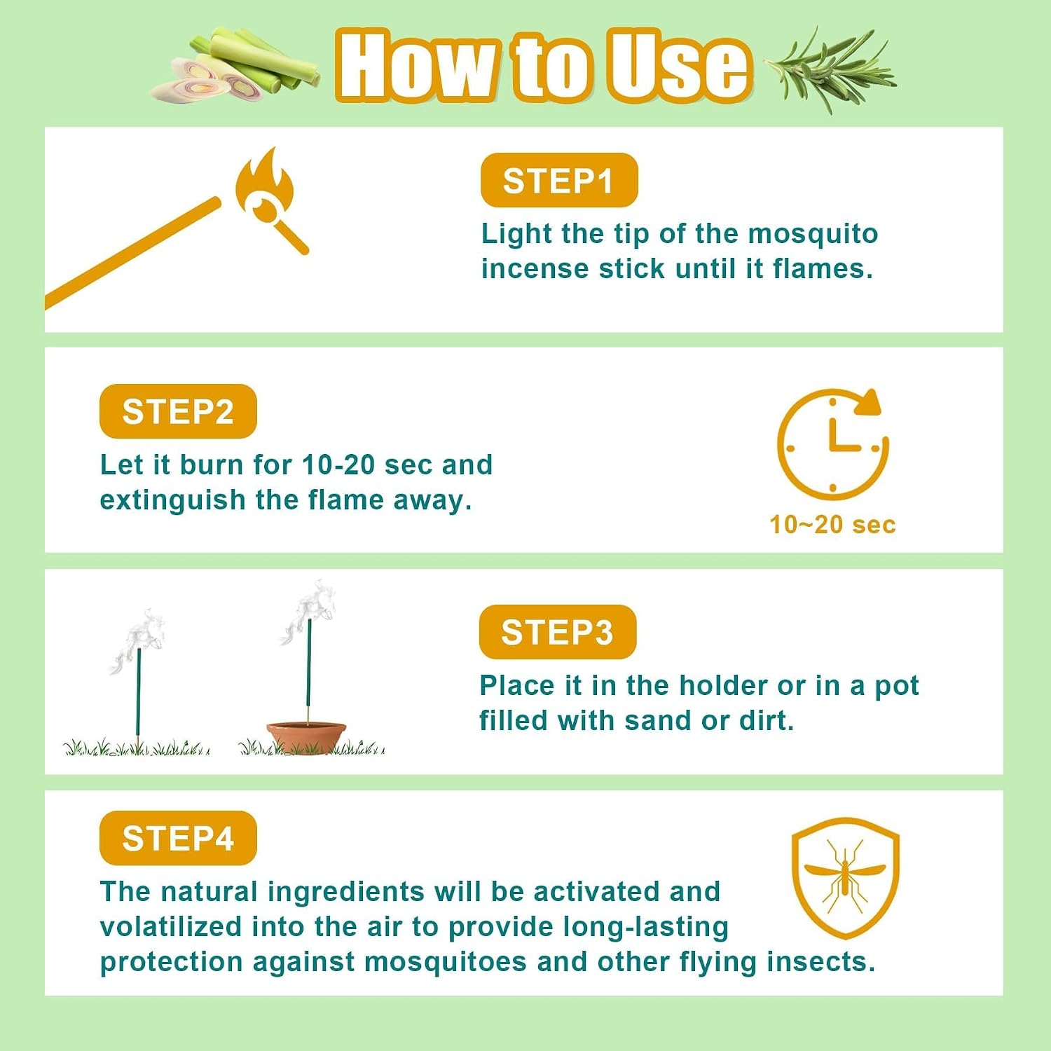 120 Pcs Mosquito Repellent, Citronella Oil Incense Sticks for Patio Camping