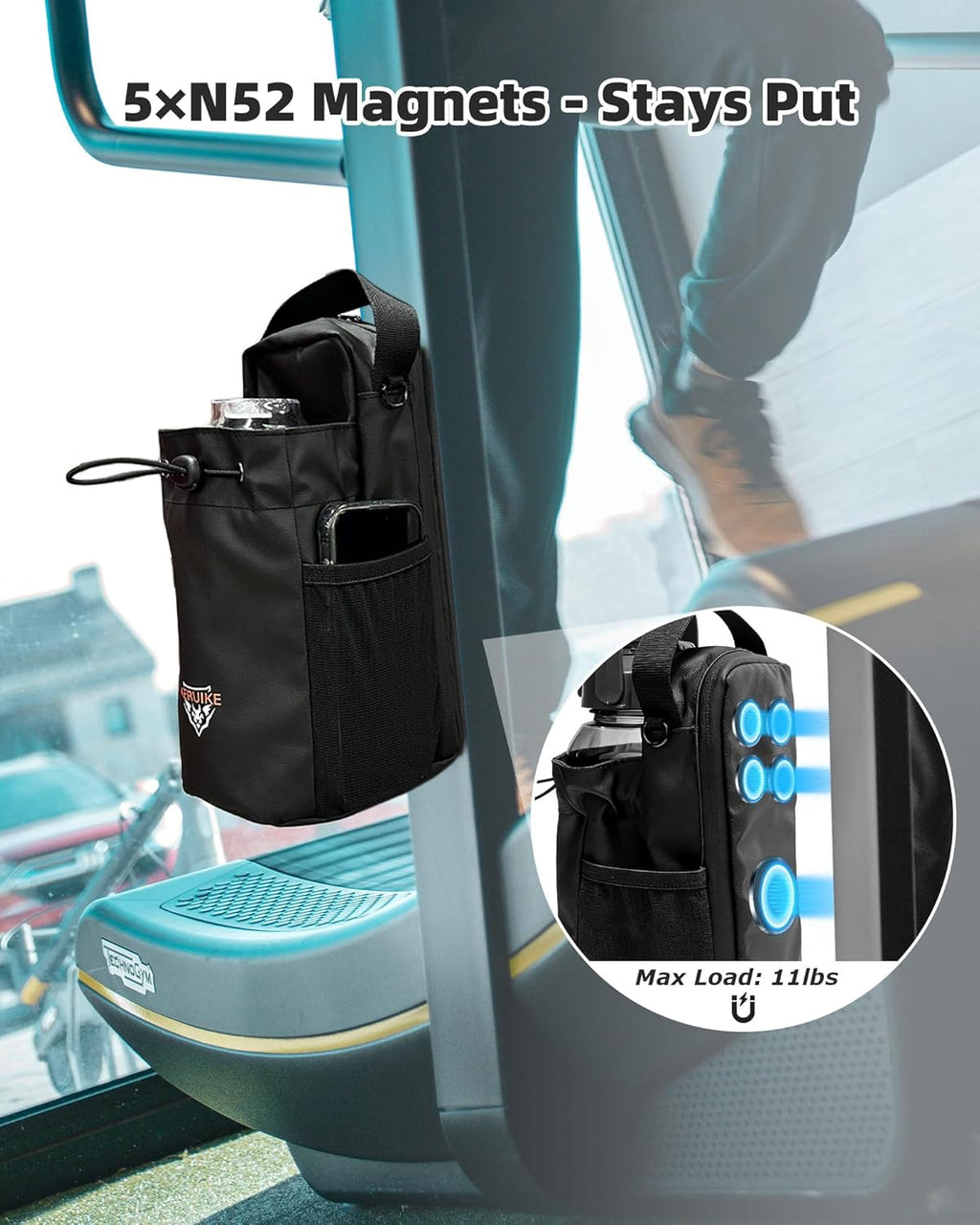 Magnetic Gym Bag Water Bottle Holder for 20-60oz Bottles, Tumblers