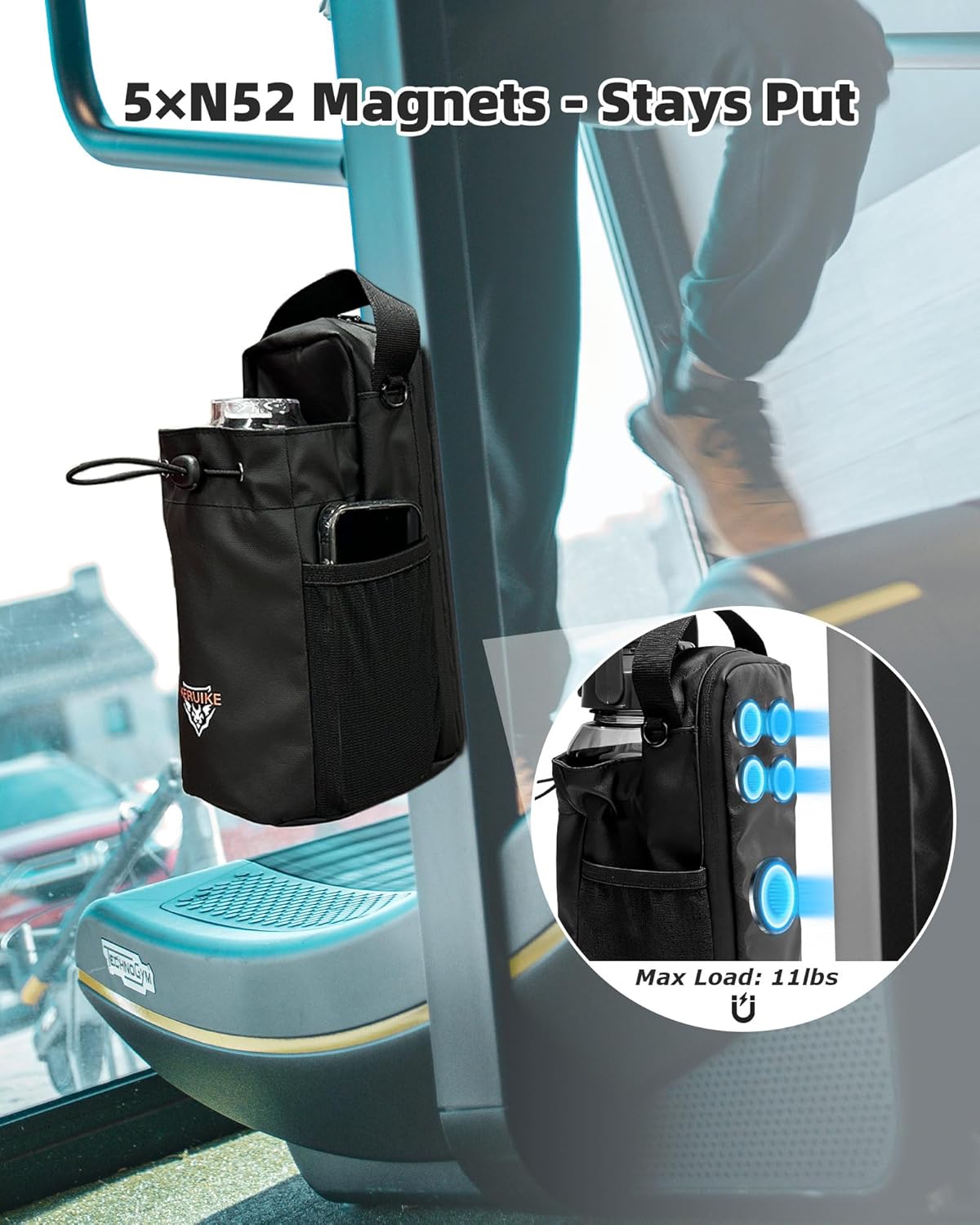 Magnetic Gym Bag Water Bottle Holder for 20-60oz Bottles, Tumblers