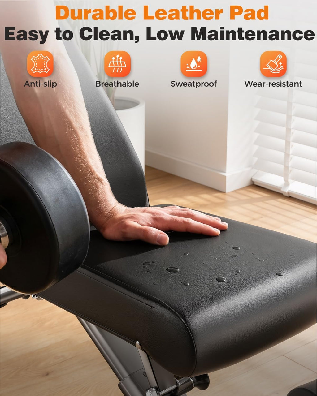 AIRHOP Foldable Workout Bench, 90° to -30° FID Weight Bench for Home Gym