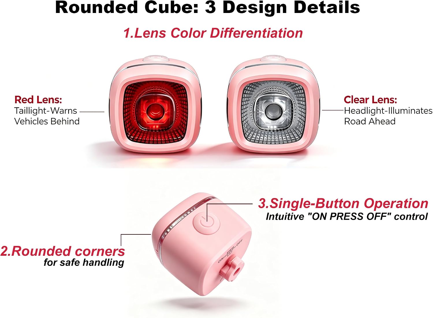 Bicycle Front & Rear Lights, Type-C Rechargeable LED Bike Light Set, IPX6,Waterproof Flashlight for Night Riding, Safety Headlight Taillight, Kids Girls Children's Bicycle Accessories