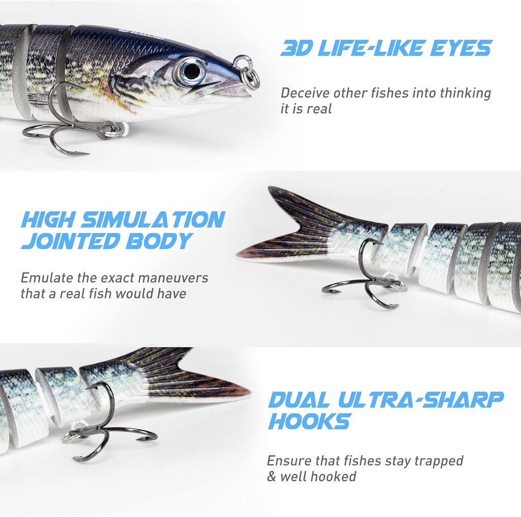 GOTOUR Jointed Swimbaits, Easy Catch Fishing Lures for Bass Trout Crappie