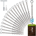 16 Pcs 14" Ground Anchors, Screw in Tent Stakes, Heavy Duty