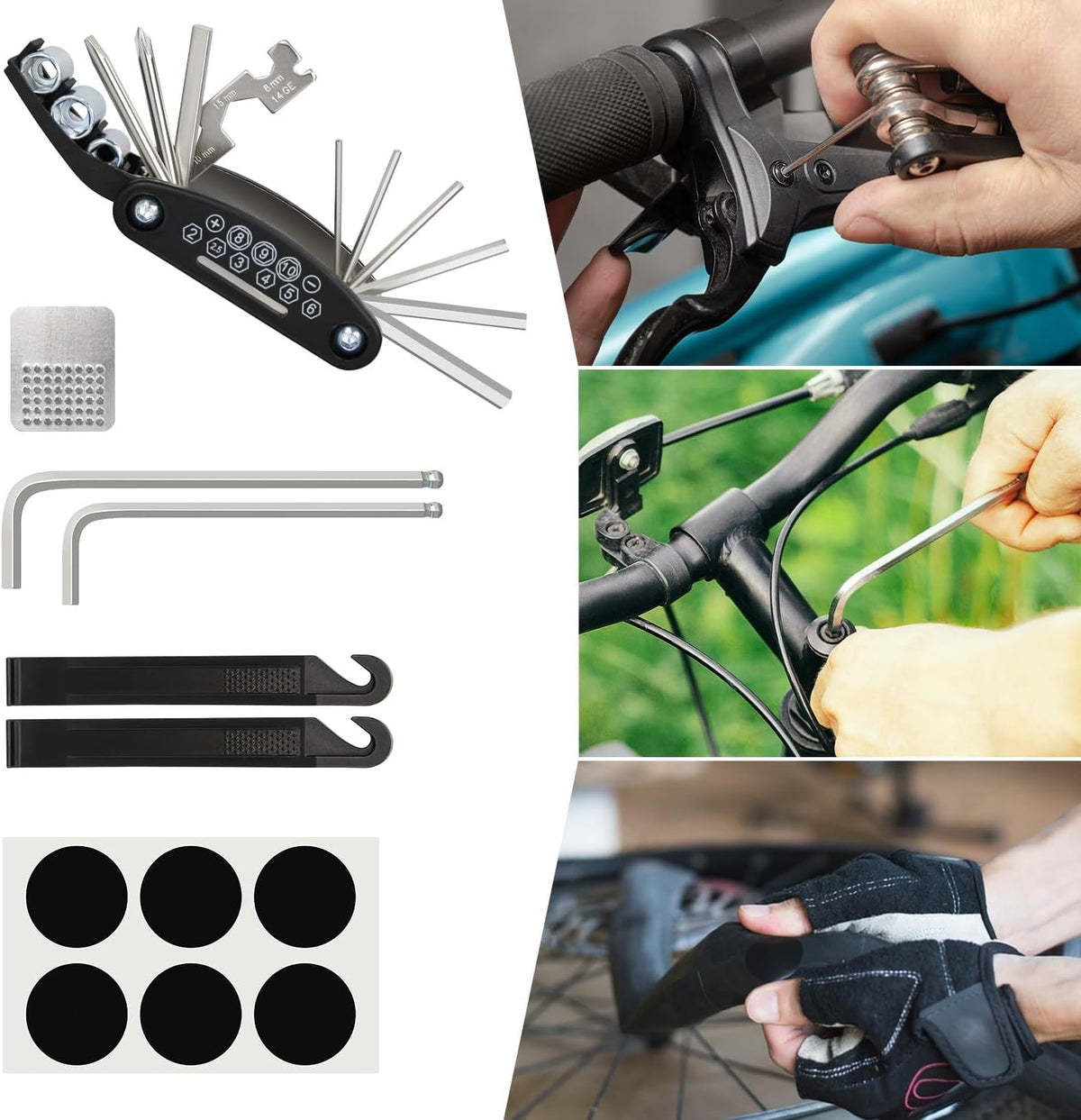 Bike Repair Kit, Bike Bag With Tire Pump, Bike Multitool, Allen Wrenches