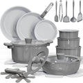 CAROTE 27pcs Ceramic Cookware Set, Pots and Pans Set with Detachable Handle