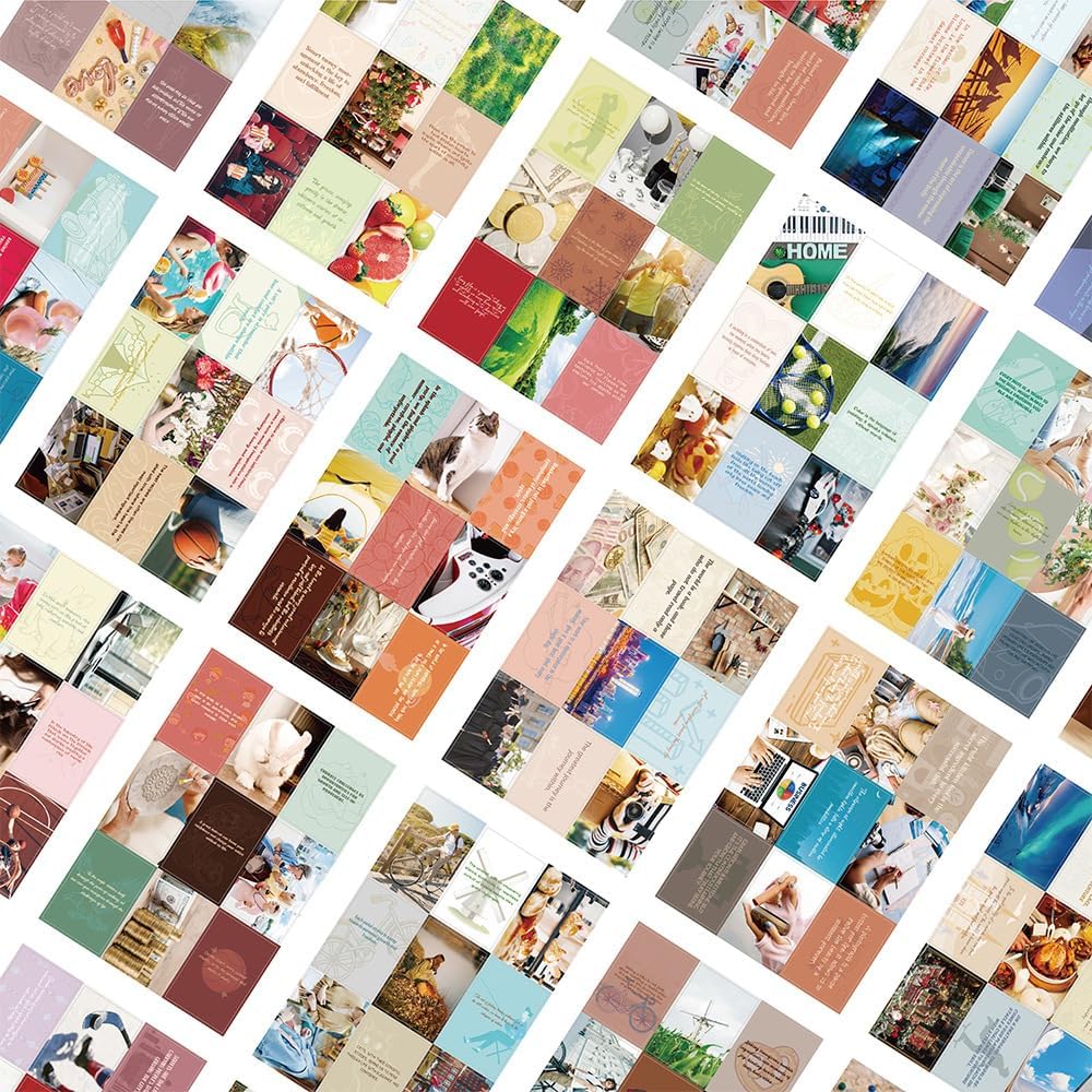 Soft Green Boho All-in-One Vision Board Kit, 540 Pre-Cut Cards, 30 Sheets