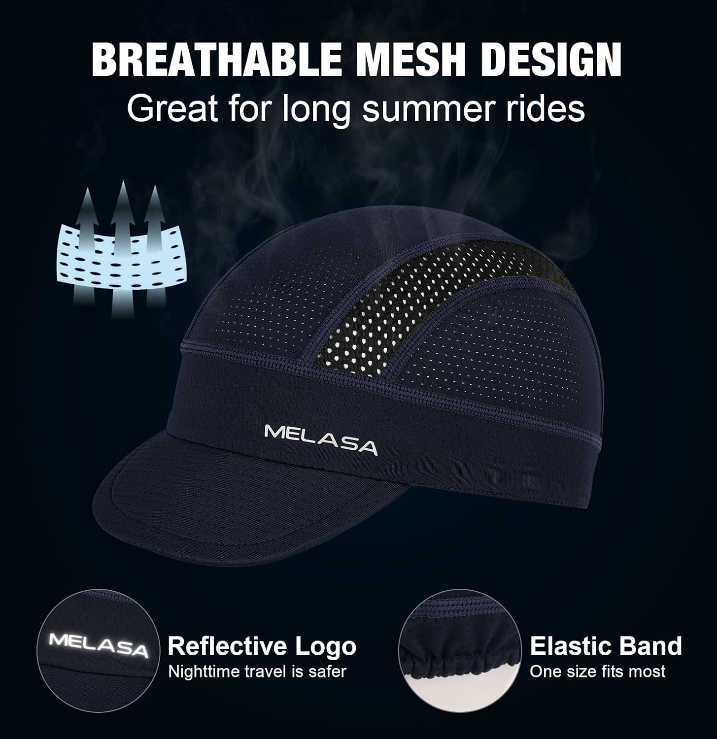 MELASA 2 Packs Lightweight Cycling Cap Breathable Mesh