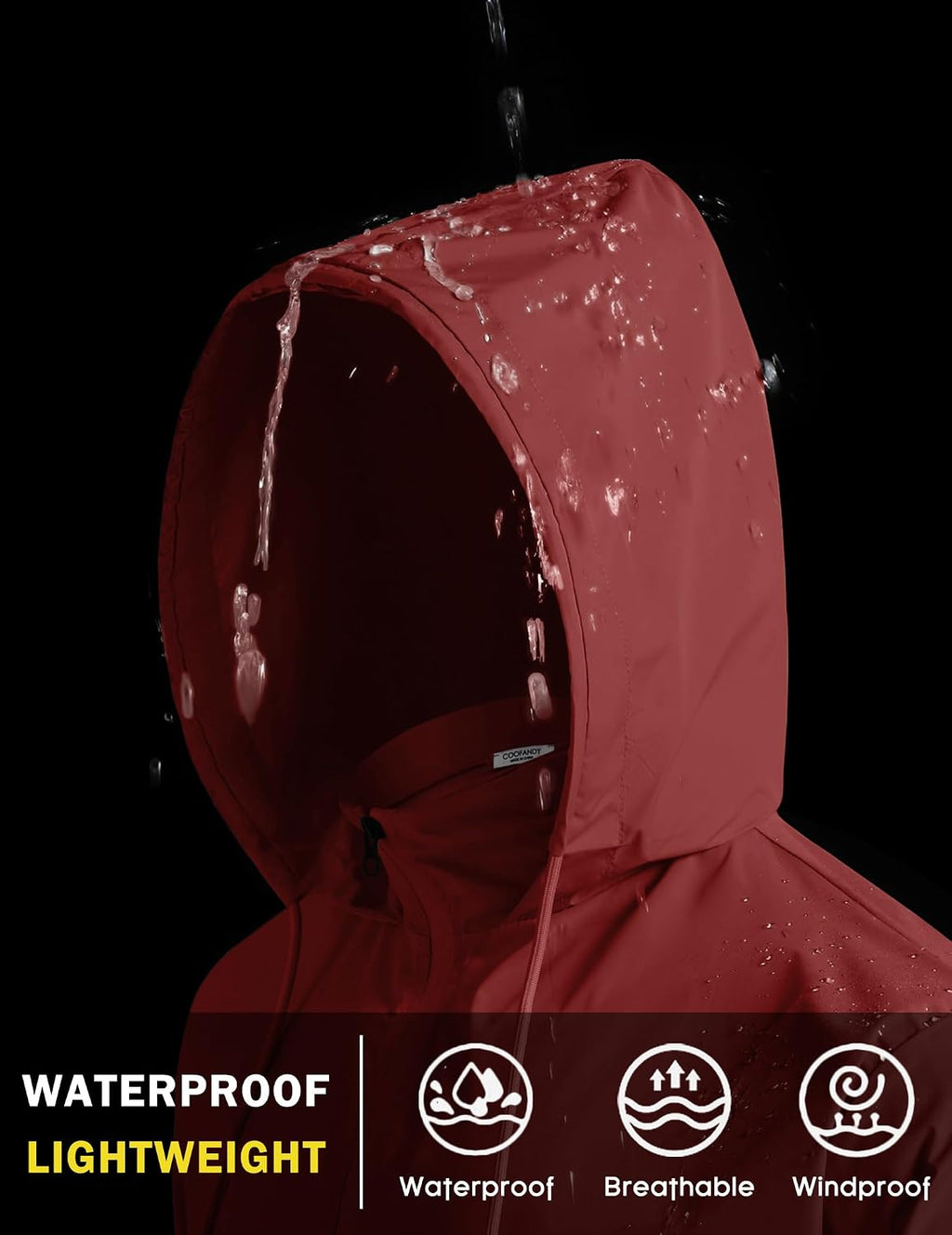 COOFANDY Men's Light Rain Jacket Packable Waterproof Raincoat Windbreaker