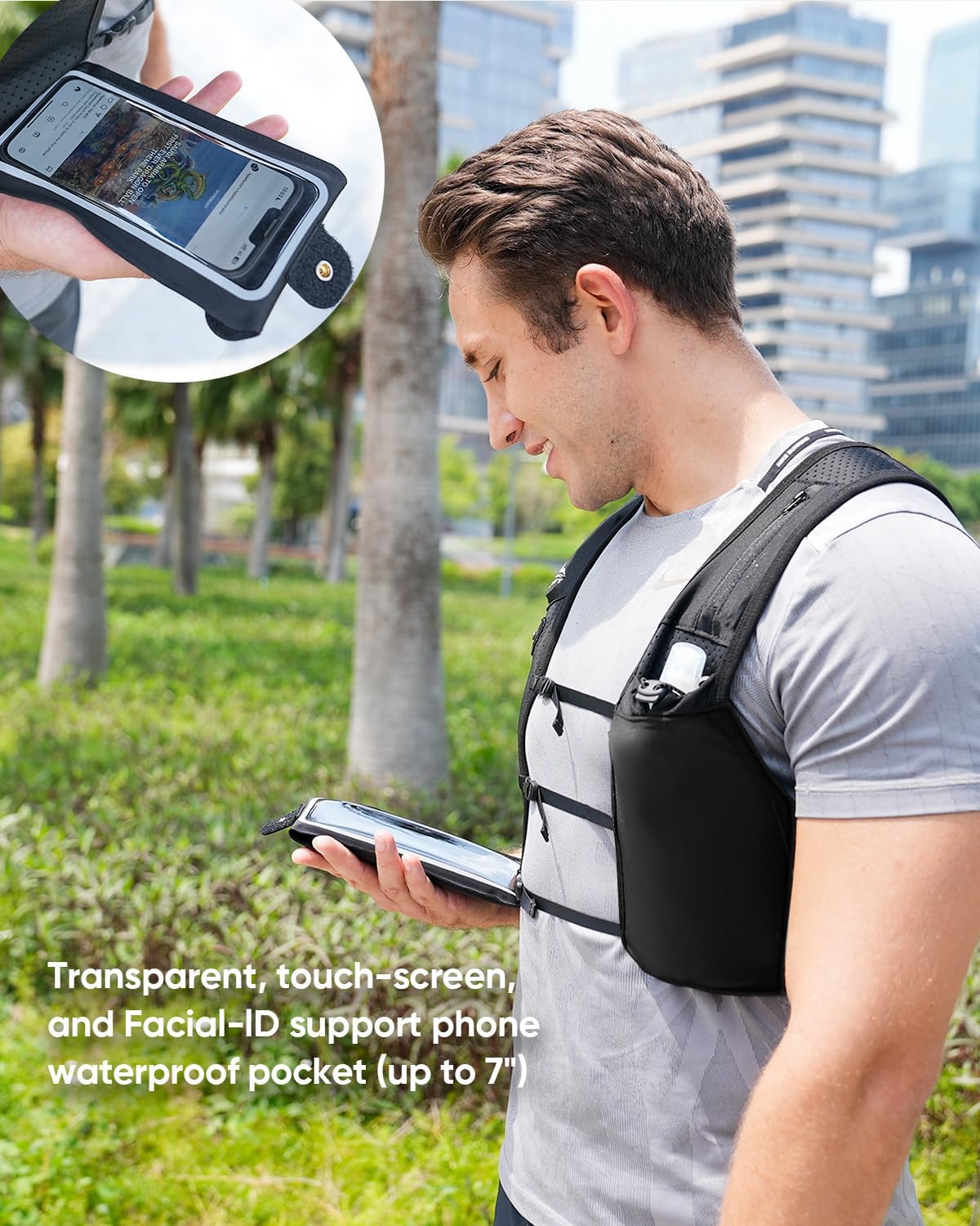 Zelvot Running Vest for Women Men, Touchscreen Phone Pocket
