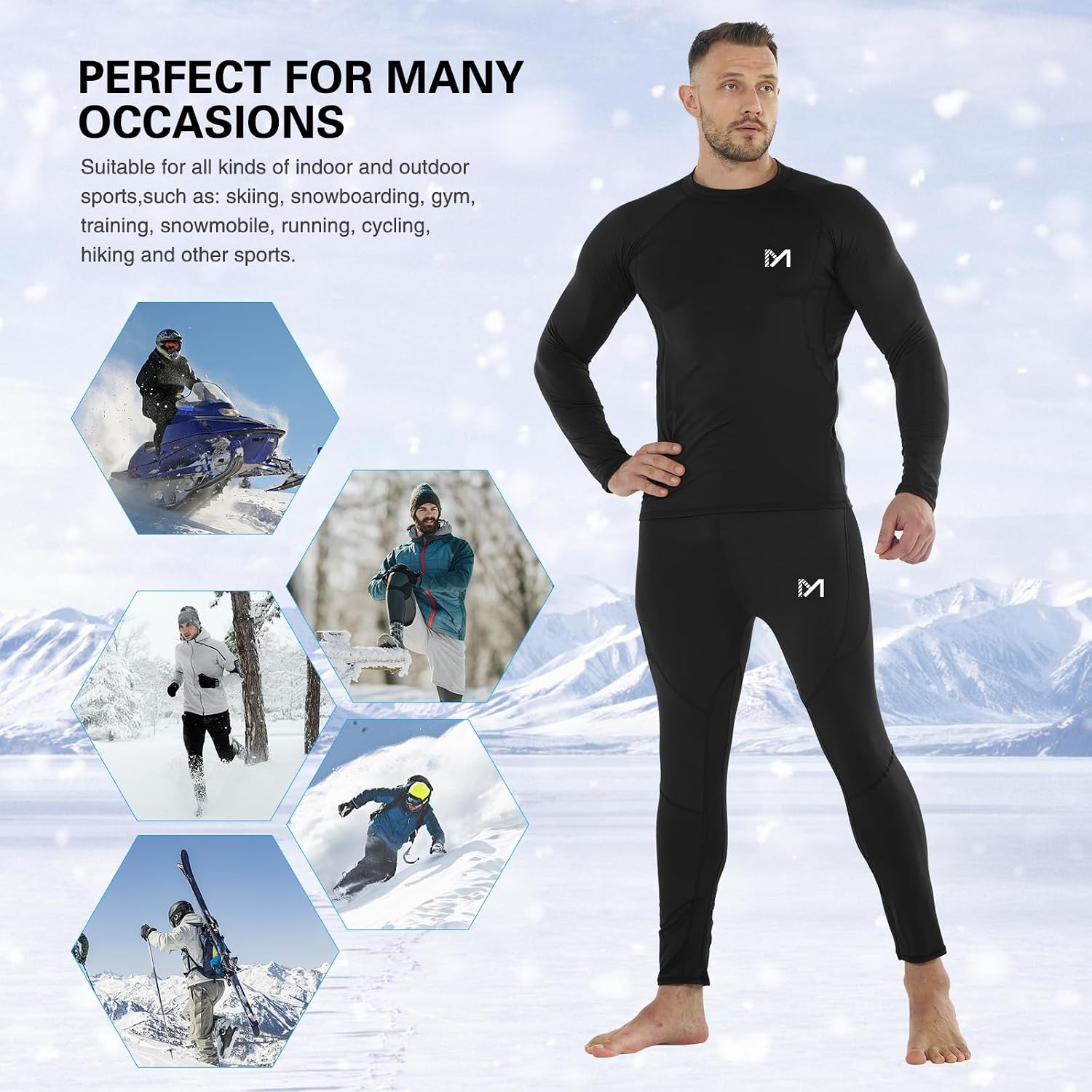 MEETYOO mens Men's Thermal Underwear Set Sport Long Johns Base Layer
