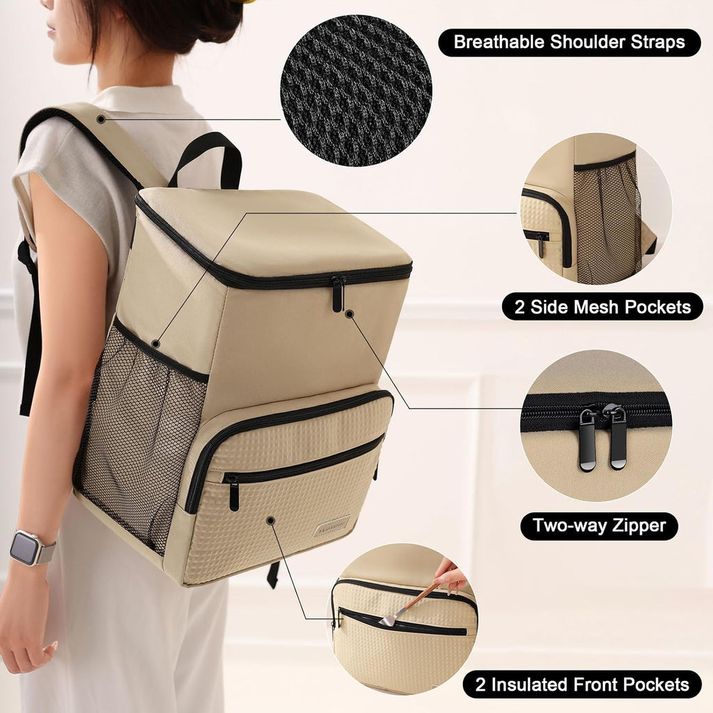 MIRASON Cooler Backpack Insulated Leak Proof Beach Backpack Cooler Bag, Cooling Beer Lunch Backpack Cooler for Men Women Picnic Hiking Camping Travel with 4 Pockets