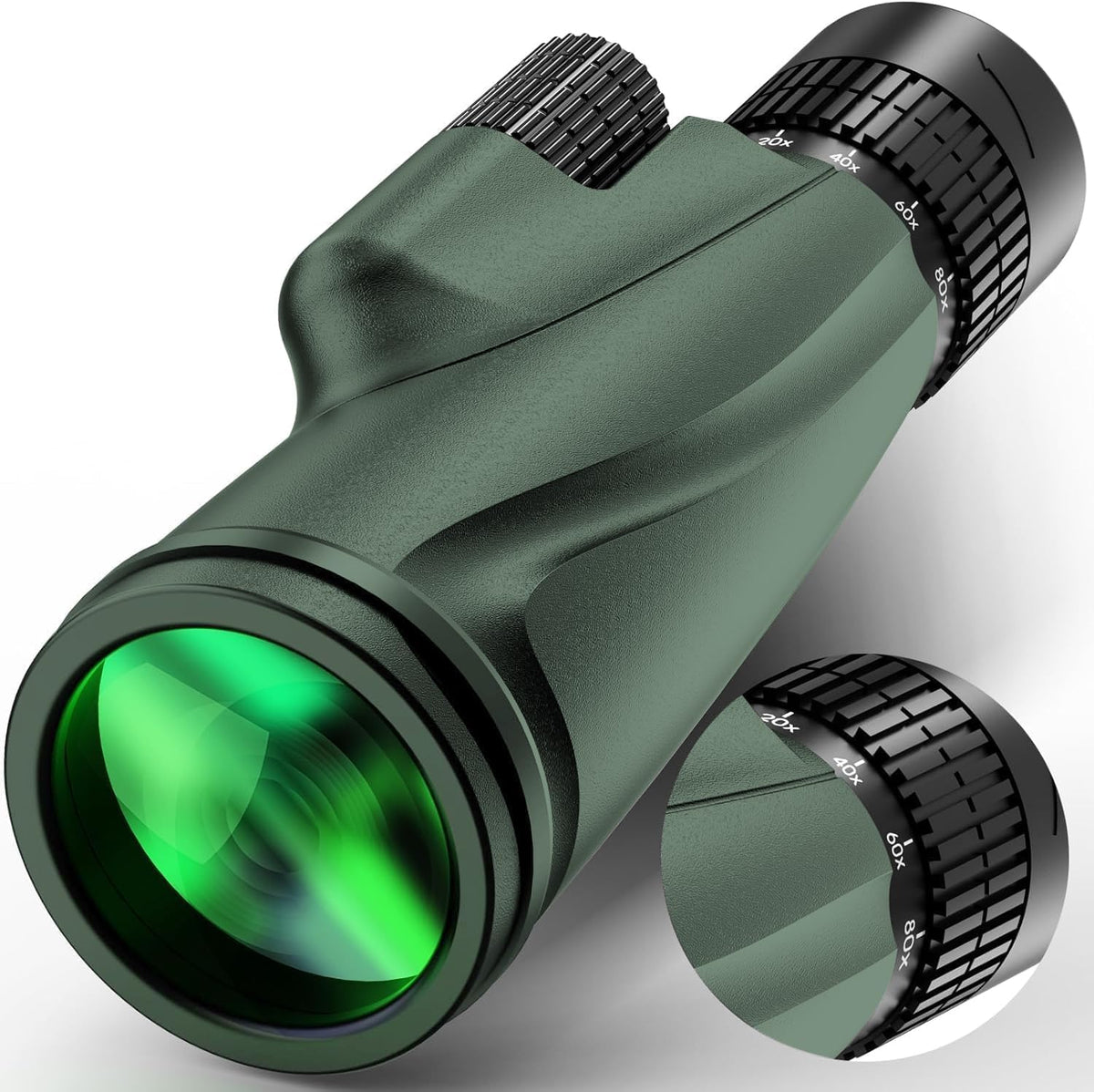 Monocular Telescope 80x100 Wide Field HD Monoculars for Adults with Tripod & Phone Adapter Perfect for Bird Watching Hiking & Outdoor Activities -Green