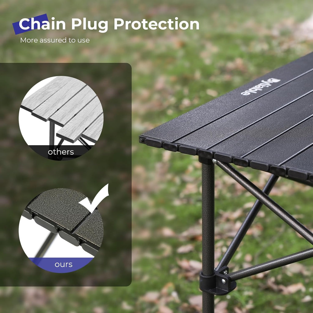 Byliable Folding Camping Table, Portable Aluminum Adjustable Height, Black