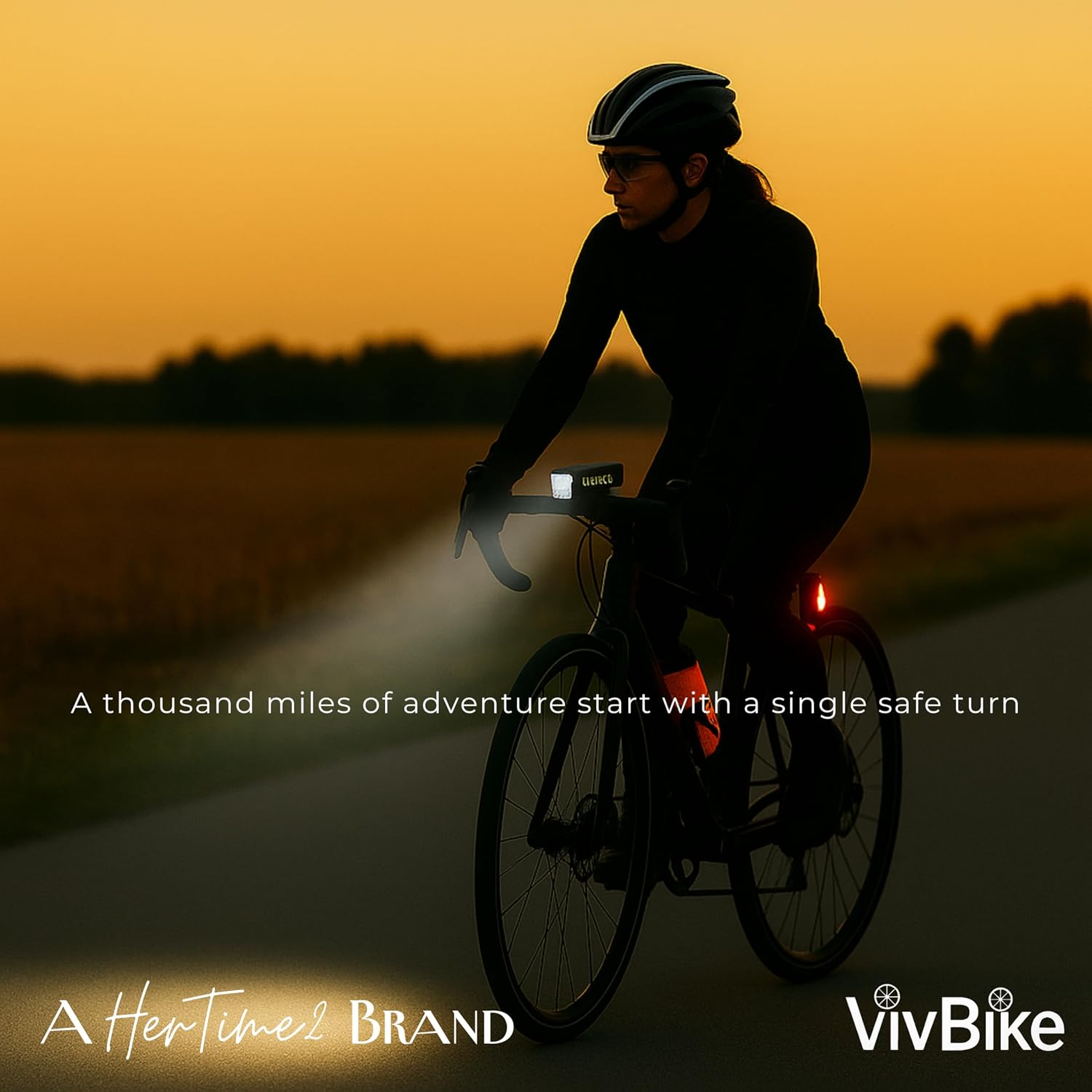 HerTime2 VivBike Rechargeable Bike Light – LED Bicycle Headlight, USB-C Charging, Waterproof, Multiple Lighting Modes