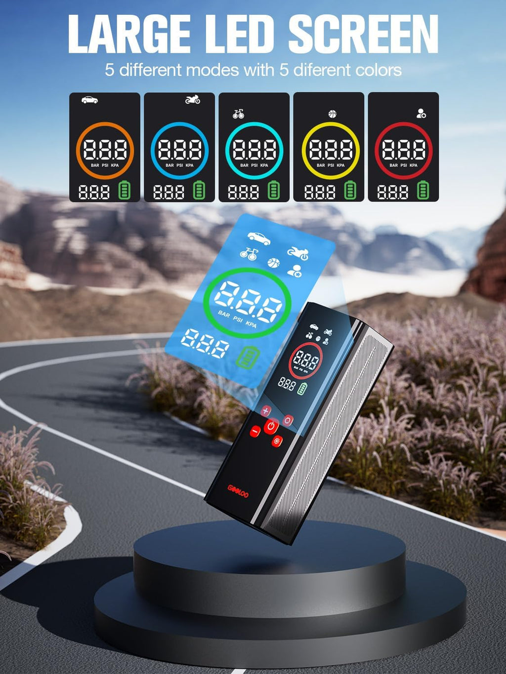 GOOLOO AP150 PRO Tire Inflator Portable Air Compressor,Color LED Screen