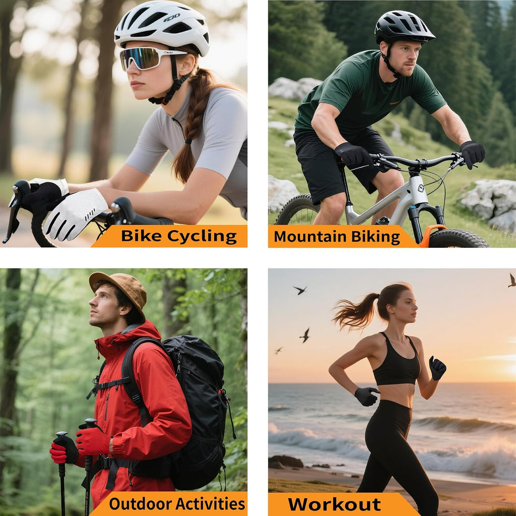 VXW Bike Gloves for Men Women Cycling - with Reflective Strips &Anti-Slip Shock-Absorbing Pad for Bicycle/Mountain Bike/Workout/MTB/Gym