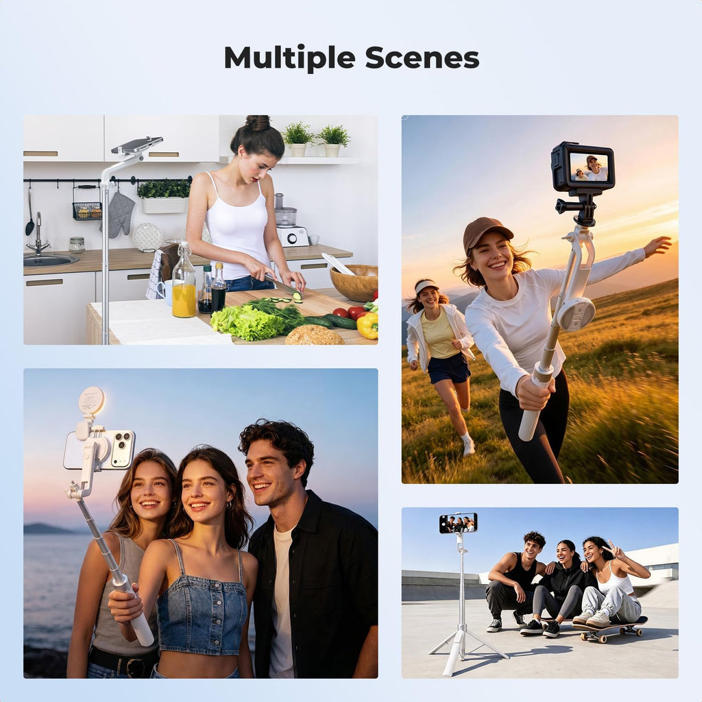 K&F CONCEPT 72" Selfie Stick for iPhone, Phone Tripod with Light