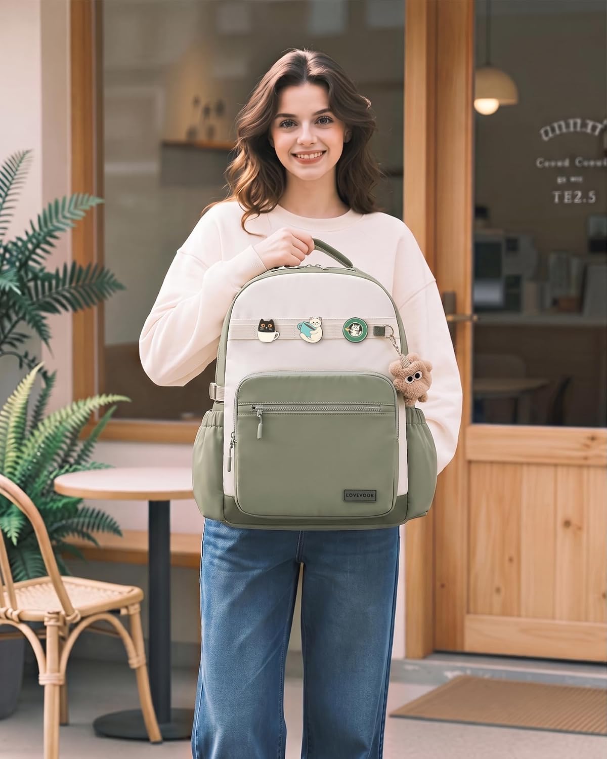 LOVEVOOK Laptop Backpack for Women Teacher with Tumbler Holder Teen Girls