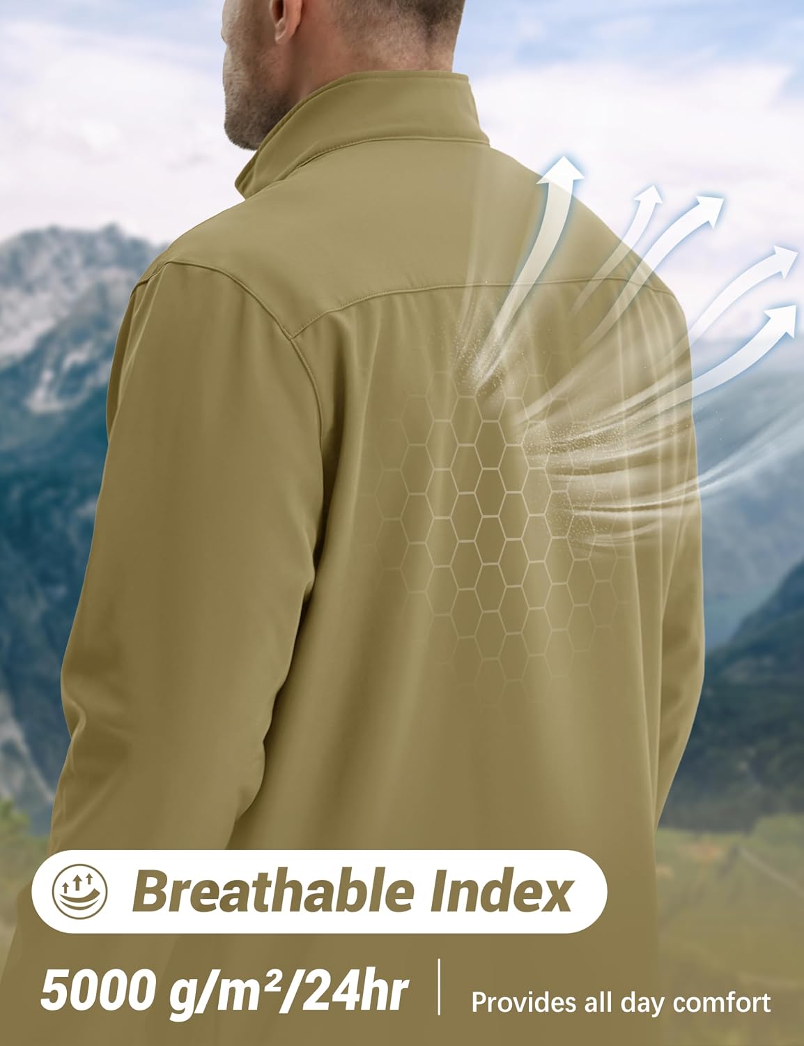 MAGCOMSEN Men's Fleece Lined Softshell Jacket Lightweight Waterproof Windbreaker Zip Up Winter Rain Coat Tactical Hiking