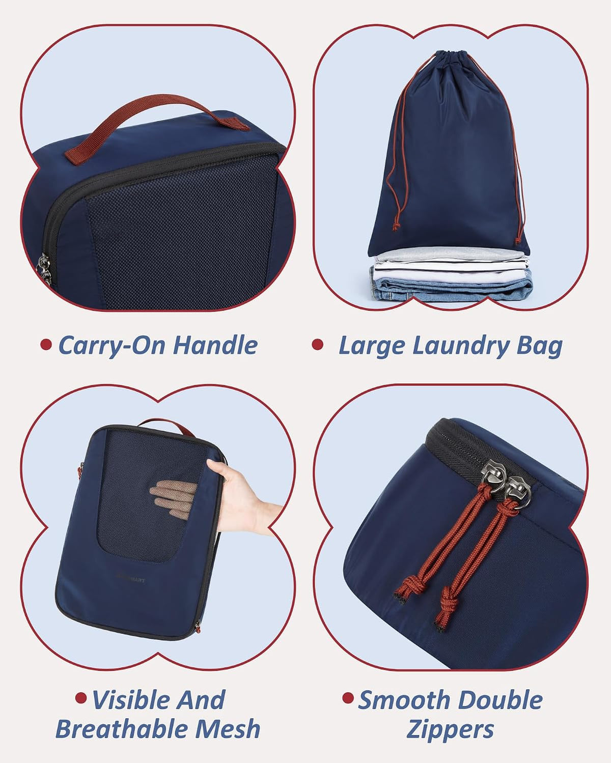 BAGSMART Compression Packing Cubes for Travel, 6/5/4set Lightweight Packing Organizers, Summer Travel Essentials Suitcase Organizer Bags Set