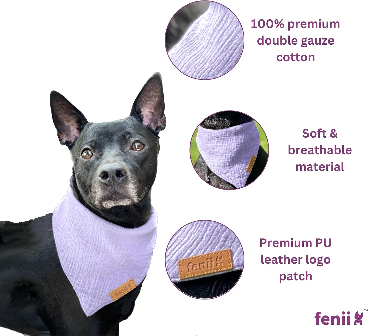 Premium Cotton Dog Bandanas - 2 Pack - Adjustable Fit - Washable - for Small, Medium & Large Breeds - Girl & Boy Dog Accessories - Multiple Sizes (Ocean Blue & Lavender Mist, Small)