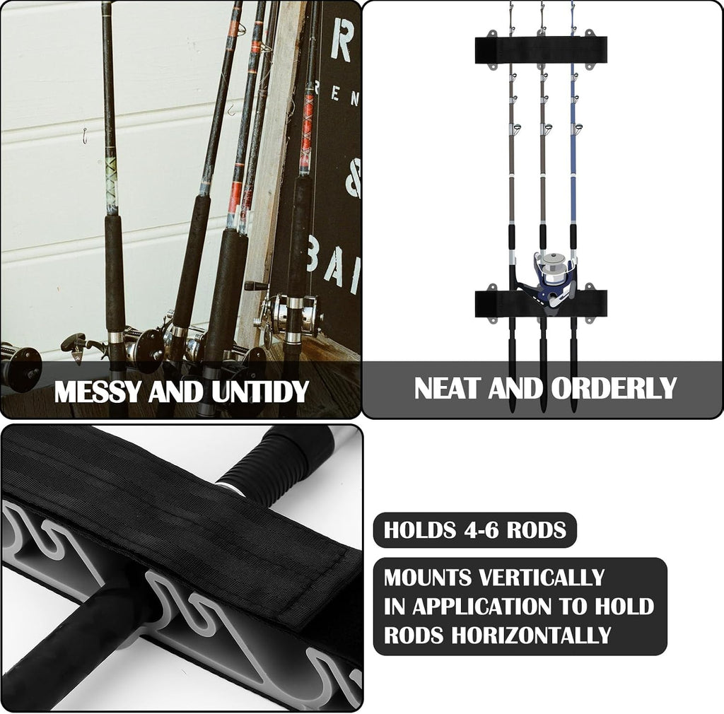 Blueweenly 4 Pcs Vertical Mount Fishing Rod Holders for Boat Vertical Fishing Rod Rack for Storage Pole Strap for Boat Deck
