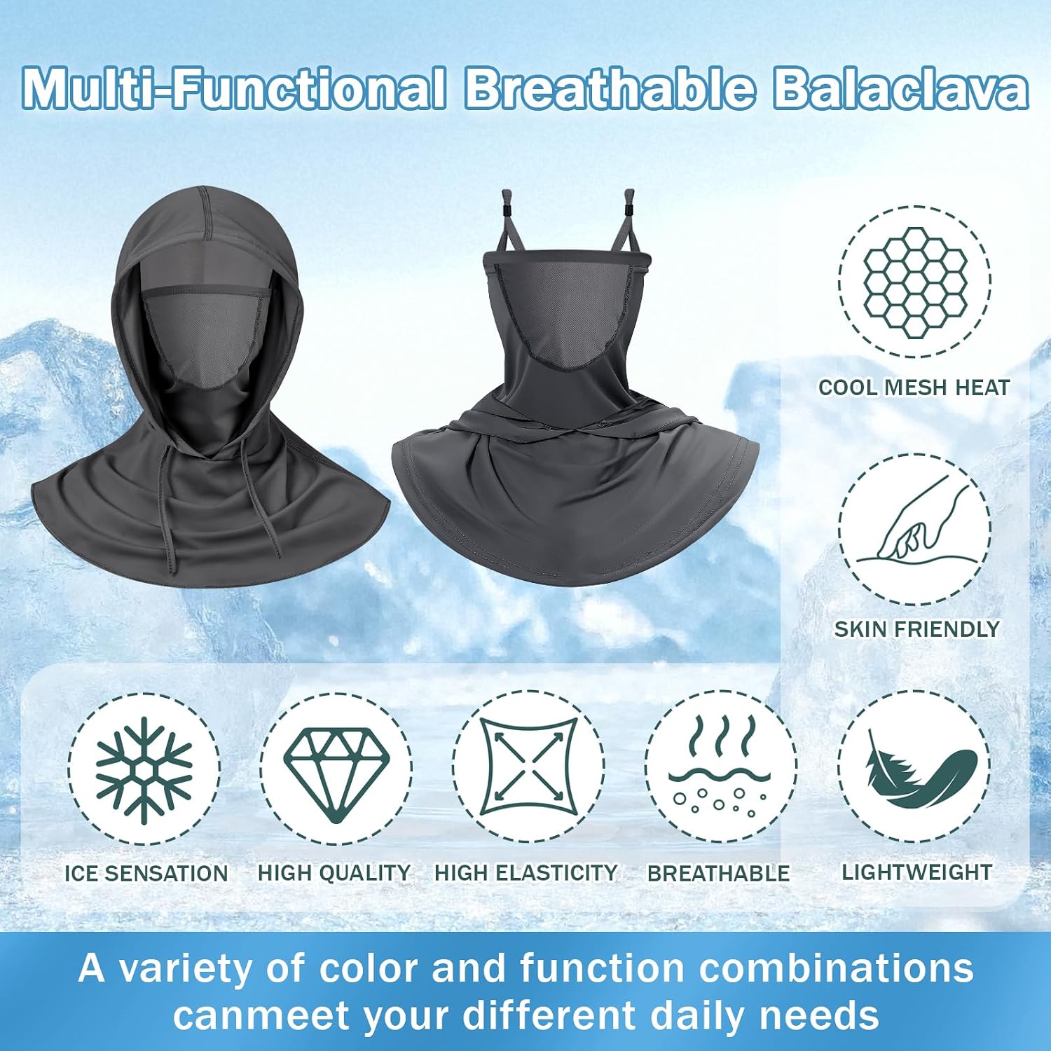 3 Pack Balaclava Sun UV Protection Hood Breathable Full Head Mask Face Cover for Men Women Motorcycle Cycling Fishing