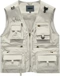 Mens Outdoor Vest Breathable Quick-Dry Fishing Vest Camping Hiking Lightweight Vest with Multi-Pocket